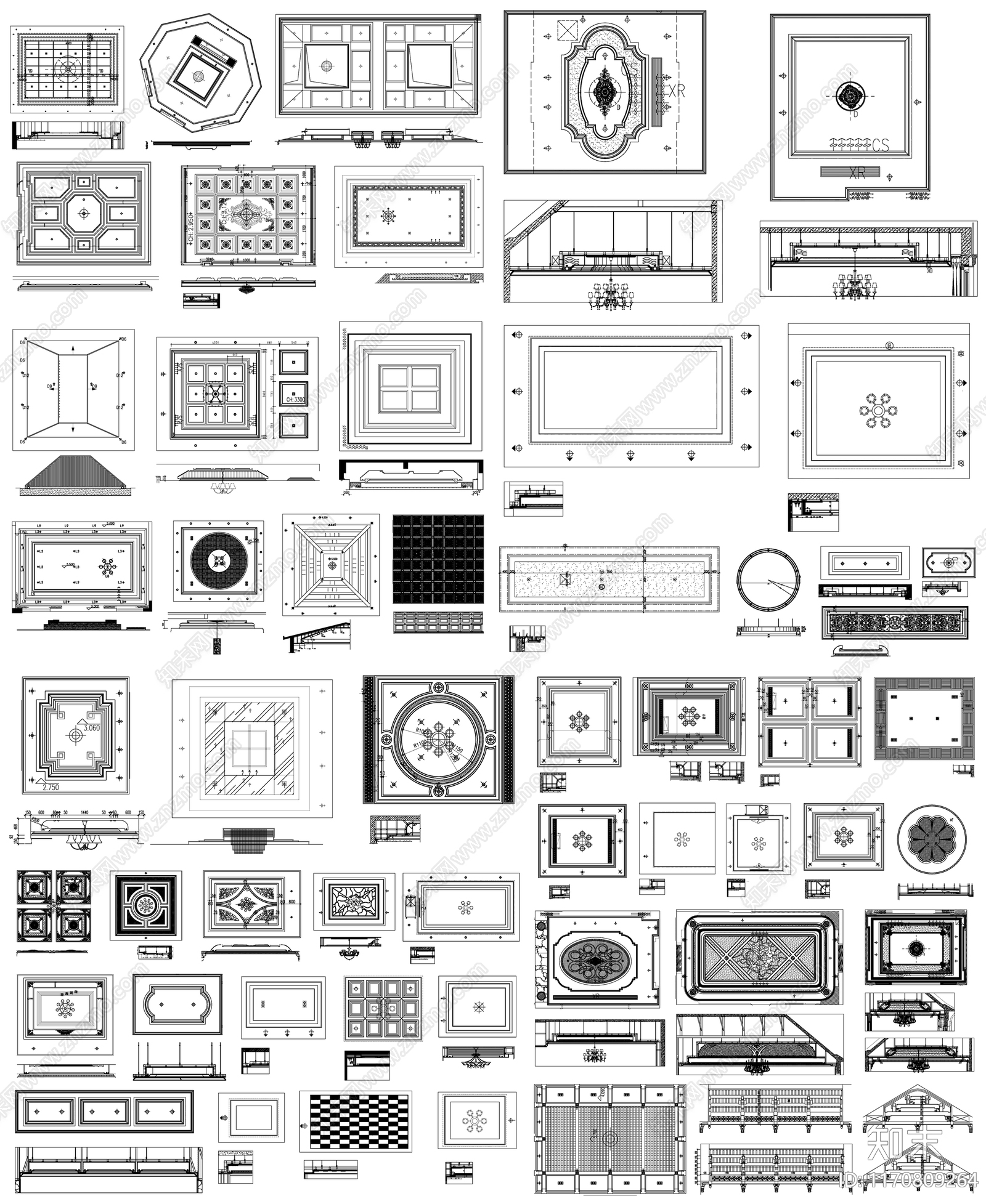 现代吊顶节点cad施工图下载【ID:1170809264】