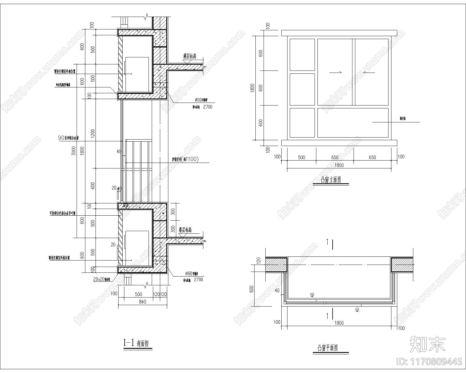 现代窗cad施工图下载【ID:1170809445】