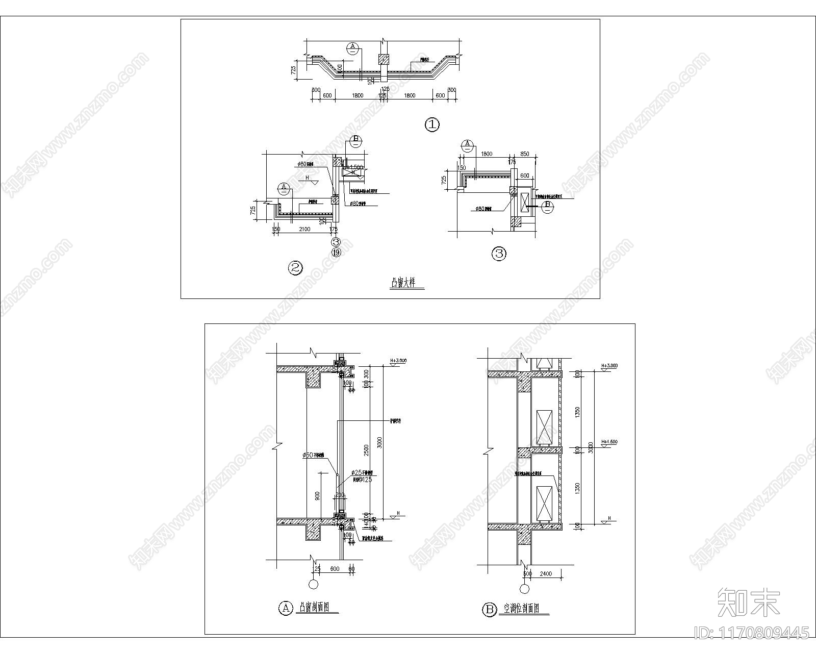 现代窗cad施工图下载【ID:1170809445】