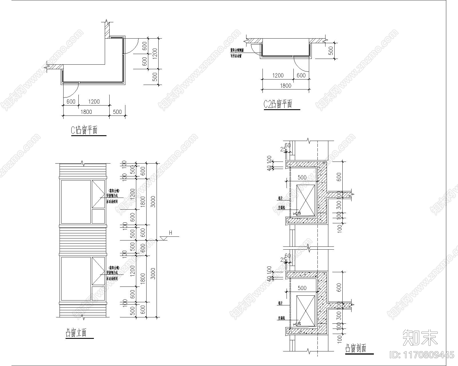 现代窗cad施工图下载【ID:1170809445】
