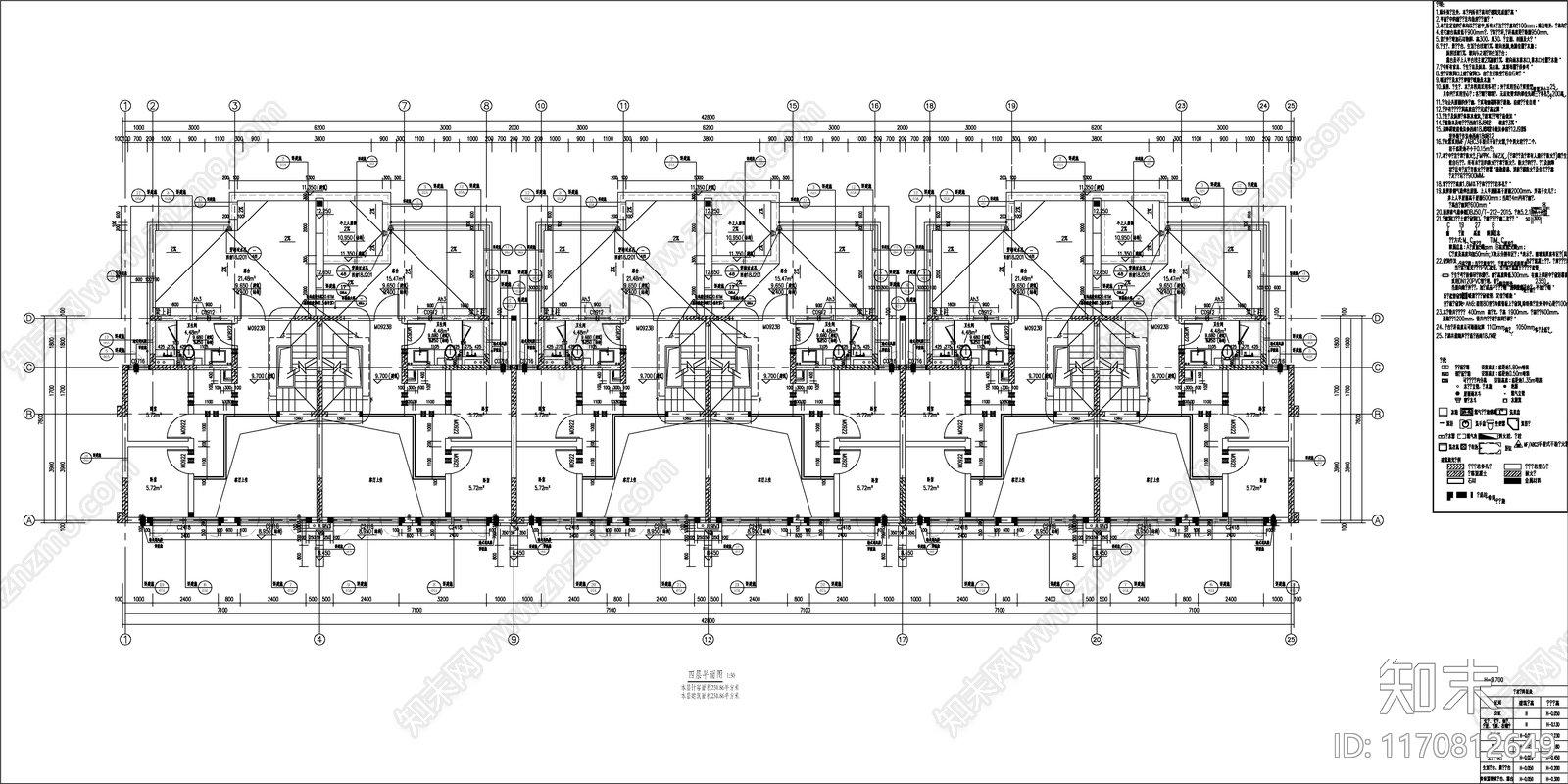 现代新中式住宅楼建筑cad施工图下载【ID:1170812649】