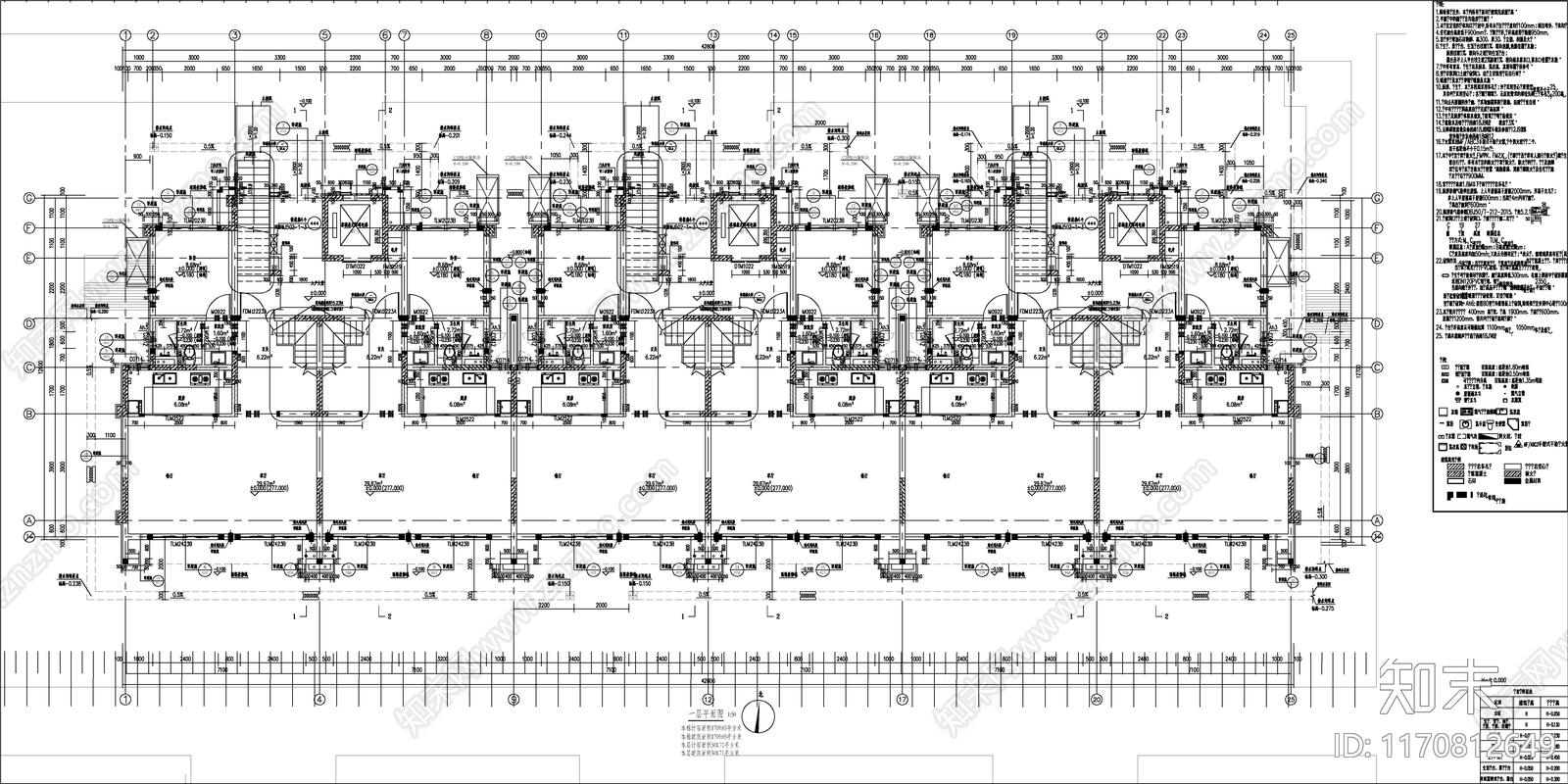 现代新中式住宅楼建筑cad施工图下载【ID:1170812649】