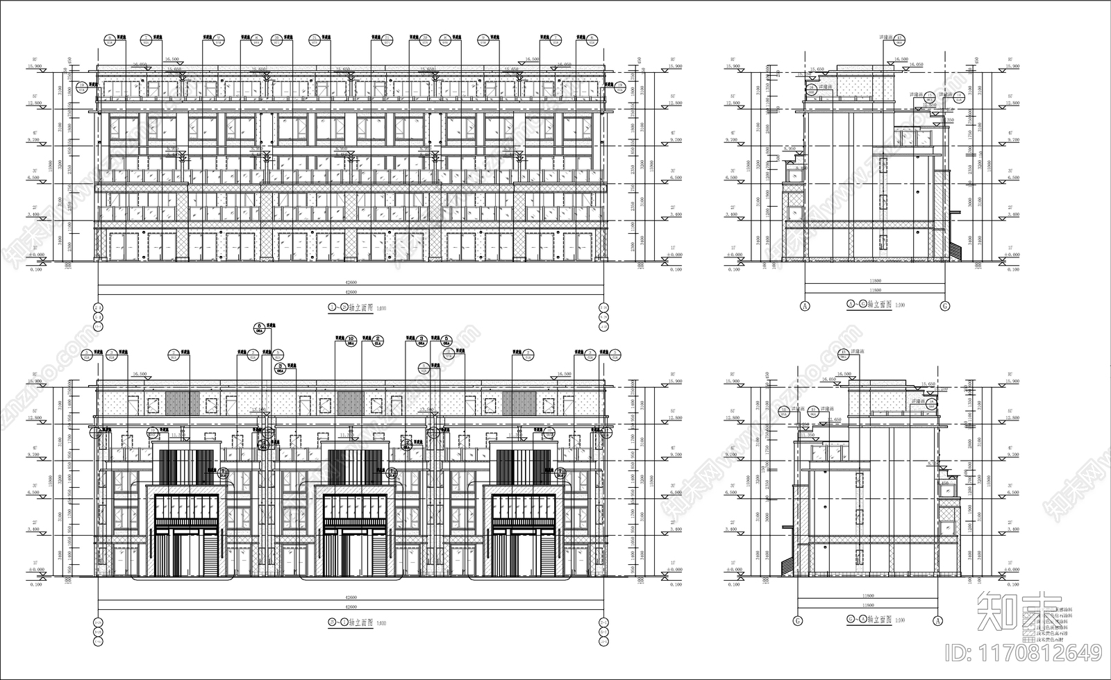 现代新中式住宅楼建筑cad施工图下载【ID:1170812649】