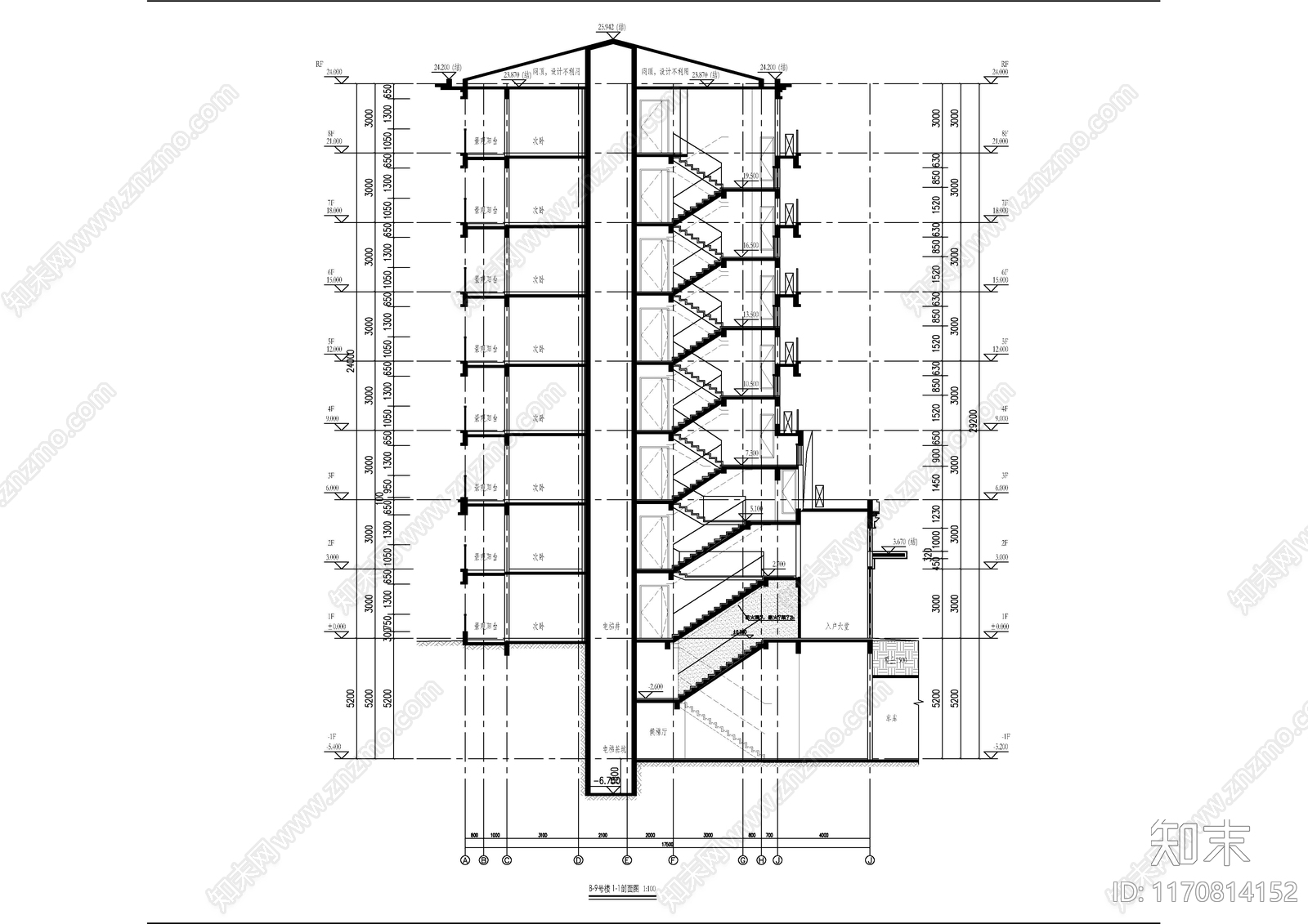 现代新中式住宅楼建筑cad施工图下载【ID:1170814152】