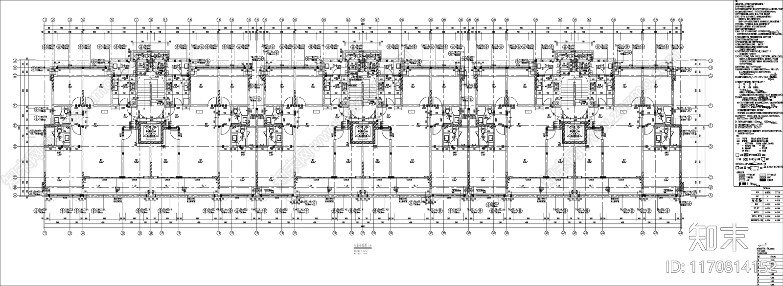 现代新中式住宅楼建筑cad施工图下载【ID:1170814152】