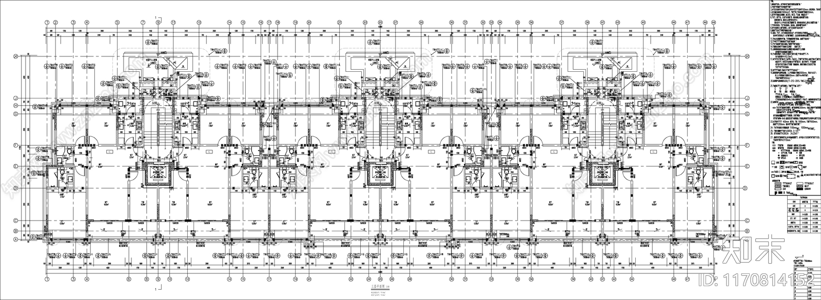 现代新中式住宅楼建筑cad施工图下载【ID:1170814152】