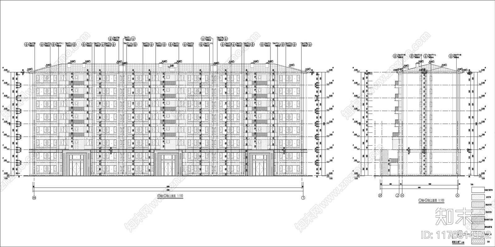 现代新中式住宅楼建筑cad施工图下载【ID:1170814152】