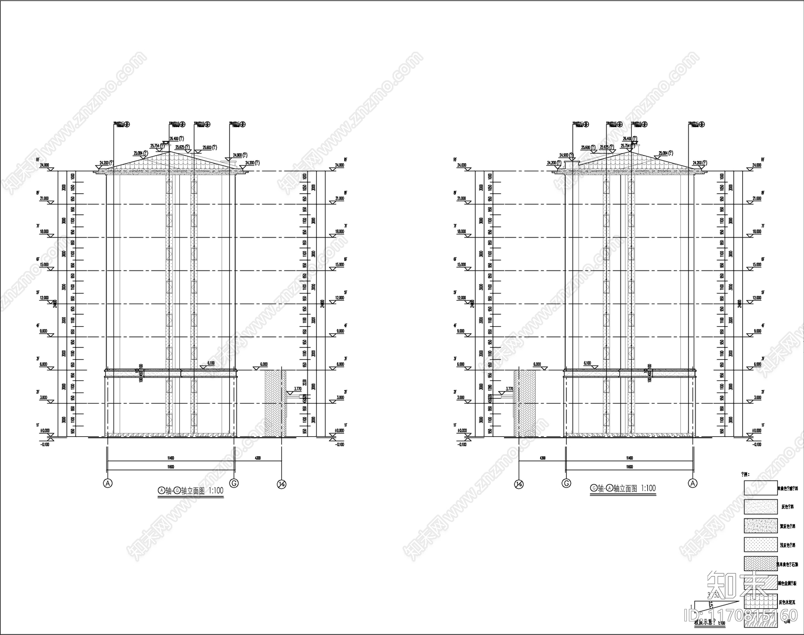 现代新中式住宅楼建筑cad施工图下载【ID:1170815160】