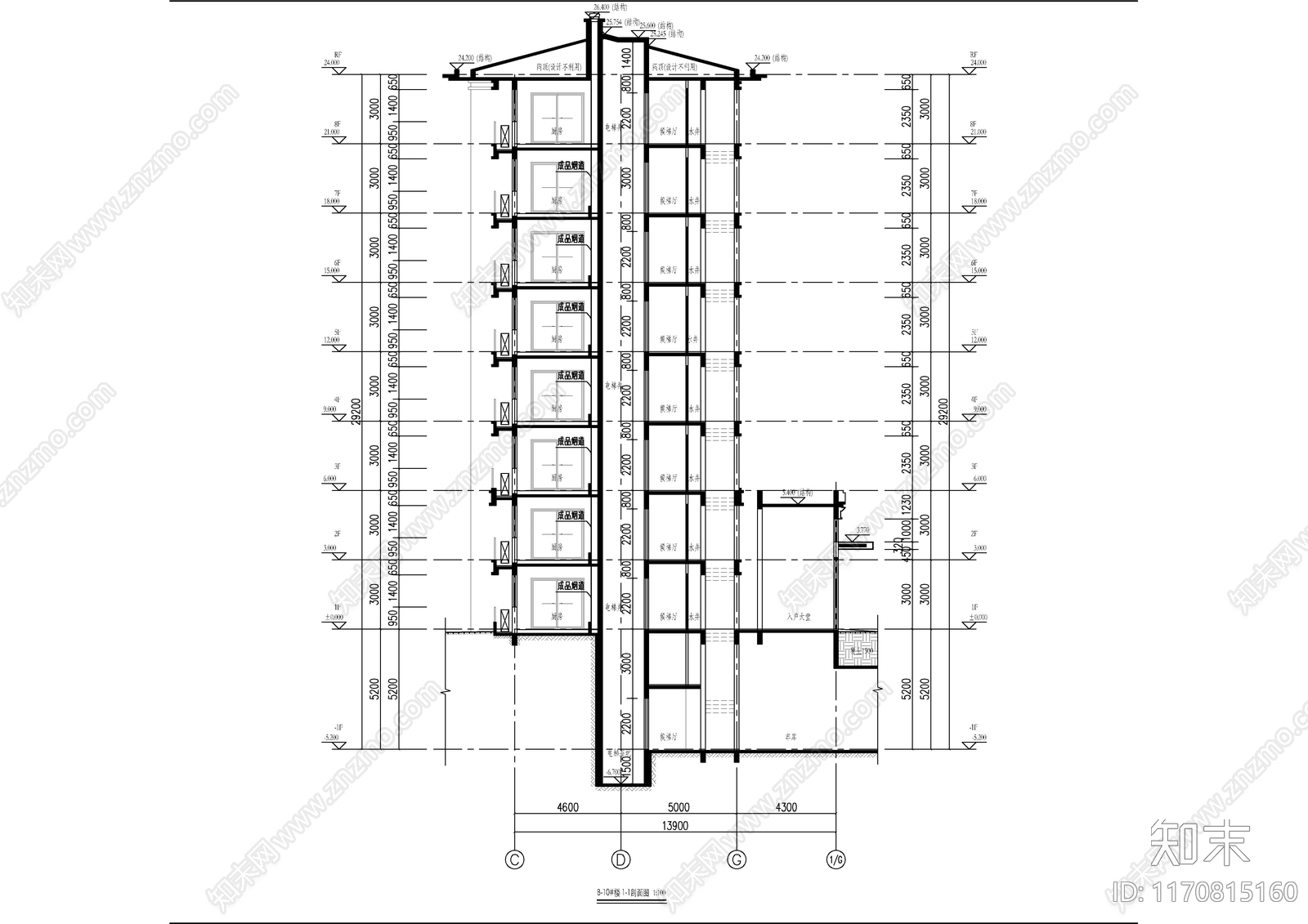 现代新中式住宅楼建筑cad施工图下载【ID:1170815160】