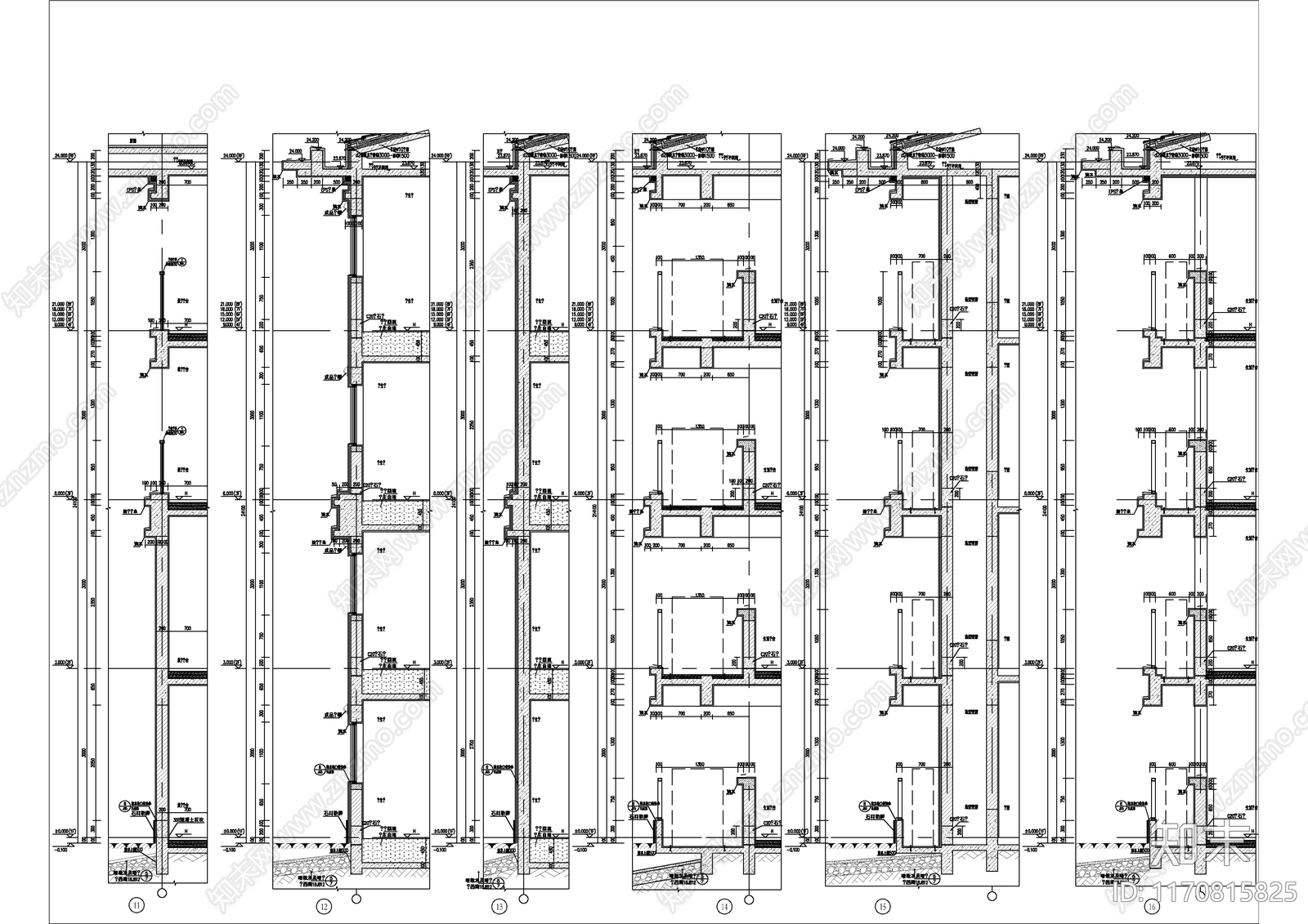 现代新中式住宅楼建筑cad施工图下载【ID:1170815825】