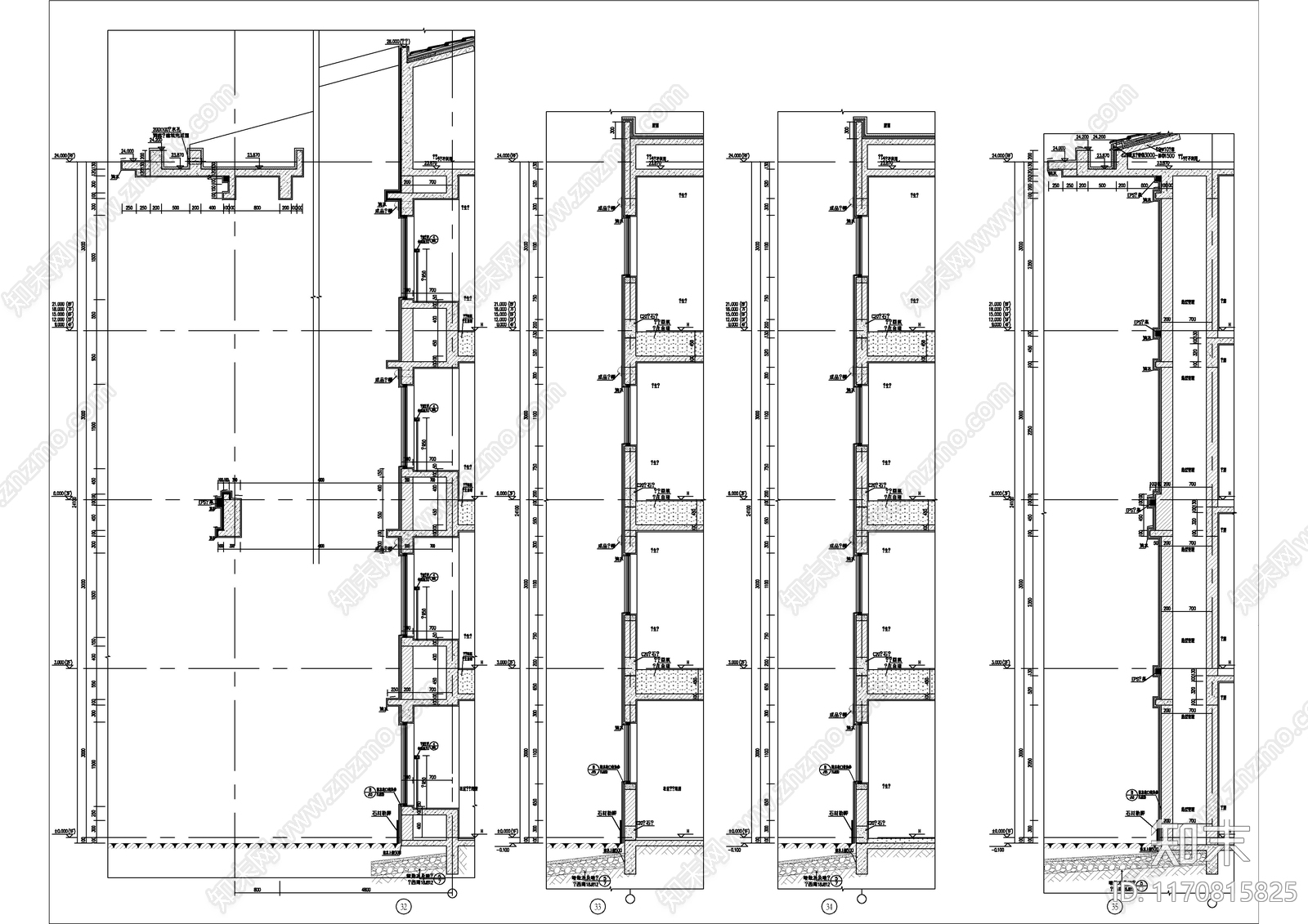 现代新中式住宅楼建筑cad施工图下载【ID:1170815825】