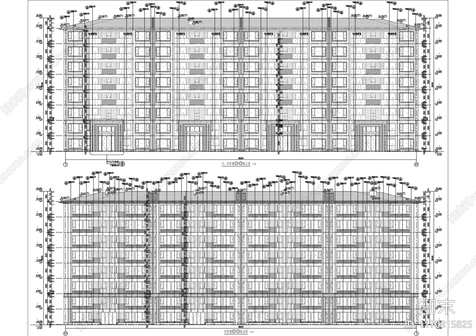 现代新中式住宅楼建筑cad施工图下载【ID:1170815825】