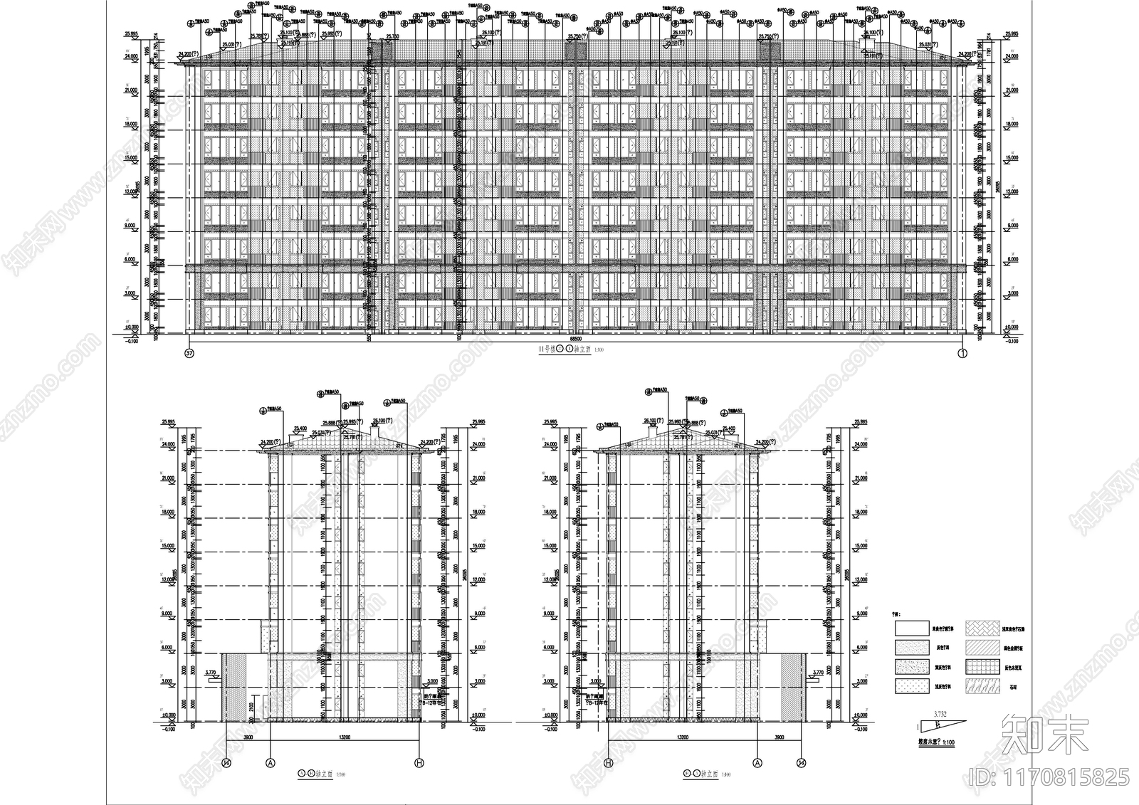 现代新中式住宅楼建筑cad施工图下载【ID:1170815825】