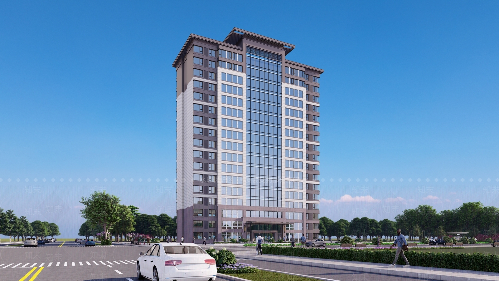 新中式酒店建筑SU模型下载【ID:1170815801】