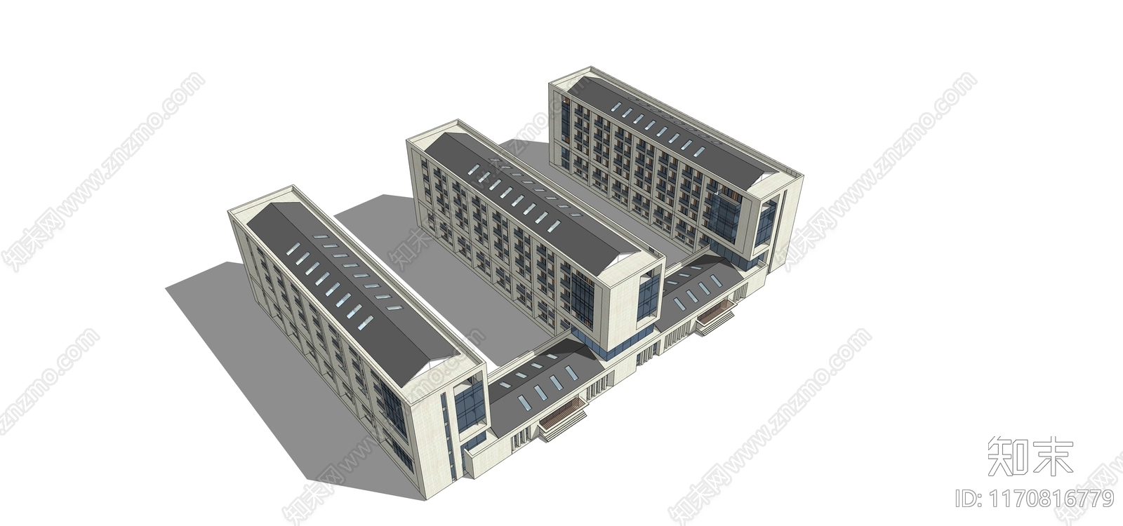 现代新中式学校建筑SU模型下载【ID:1170816779】