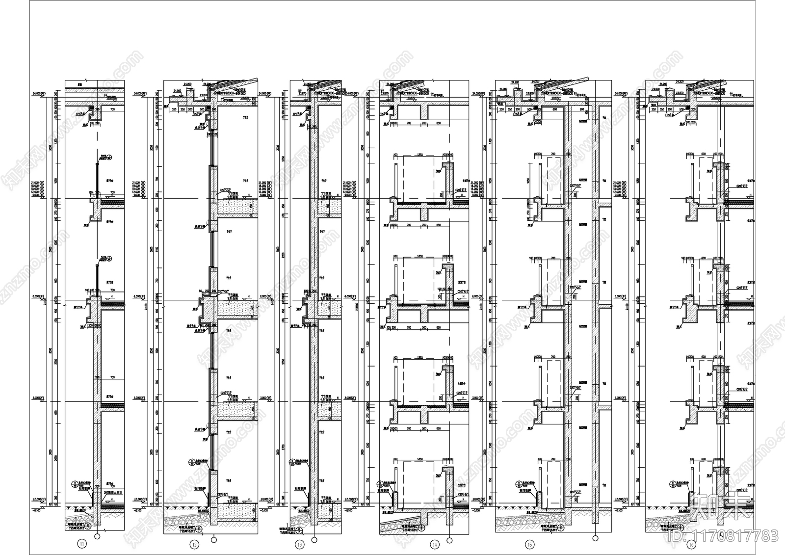 现代新中式住宅楼建筑cad施工图下载【ID:1170817783】