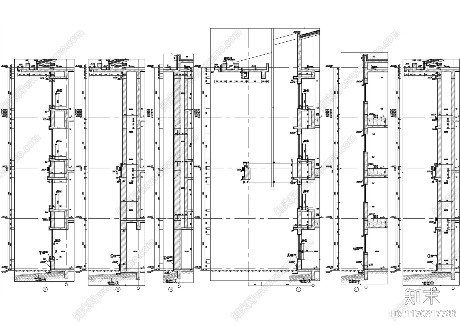 现代新中式住宅楼建筑cad施工图下载【ID:1170817783】