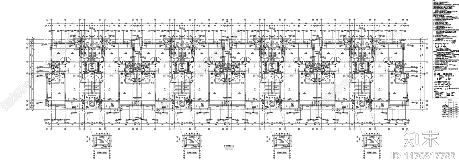 现代新中式住宅楼建筑cad施工图下载【ID:1170817783】