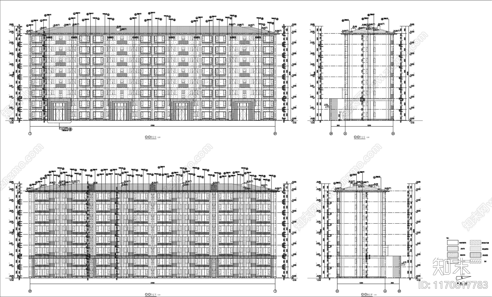 现代新中式住宅楼建筑cad施工图下载【ID:1170817783】