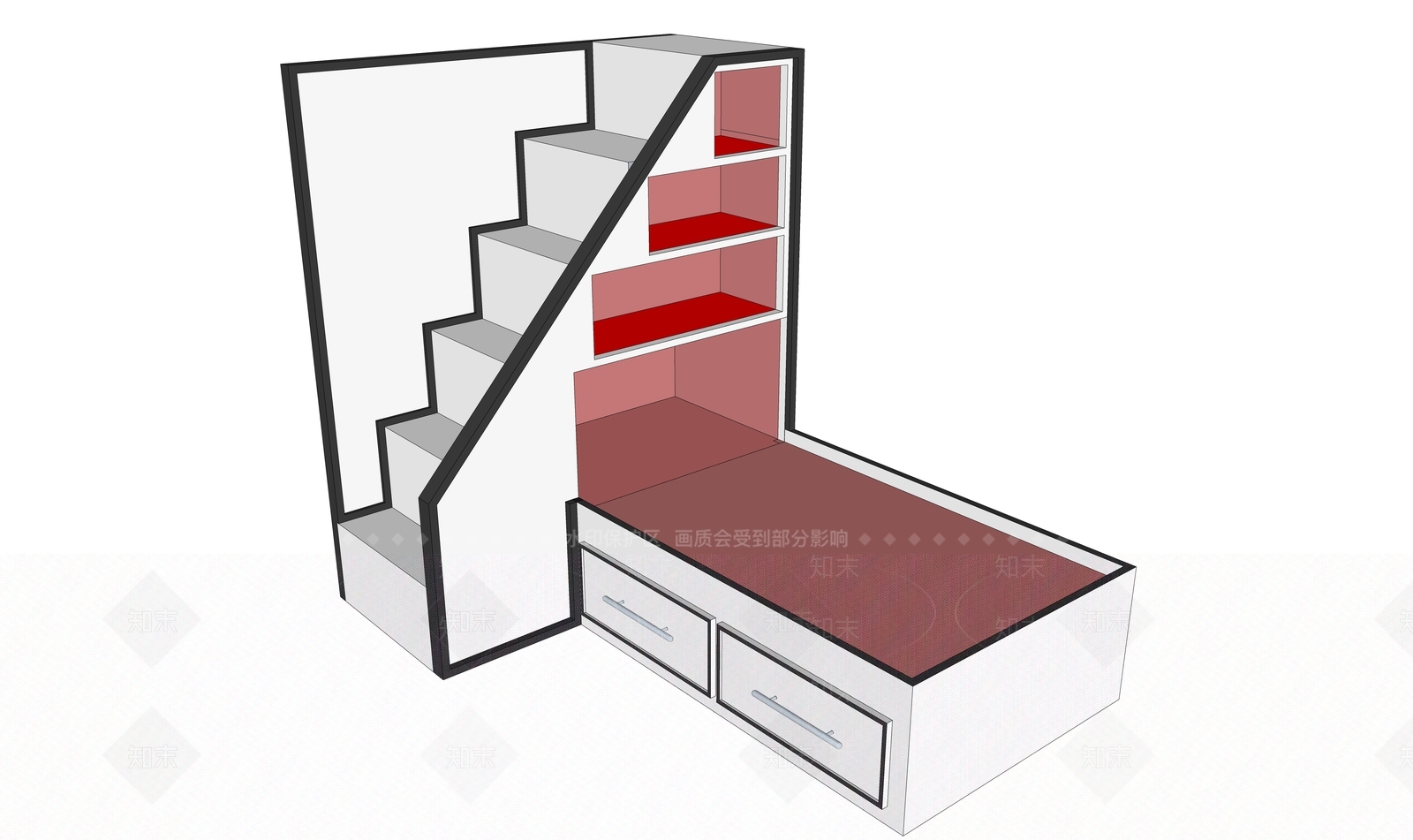 现代楼梯SU模型下载【ID:1170818930】