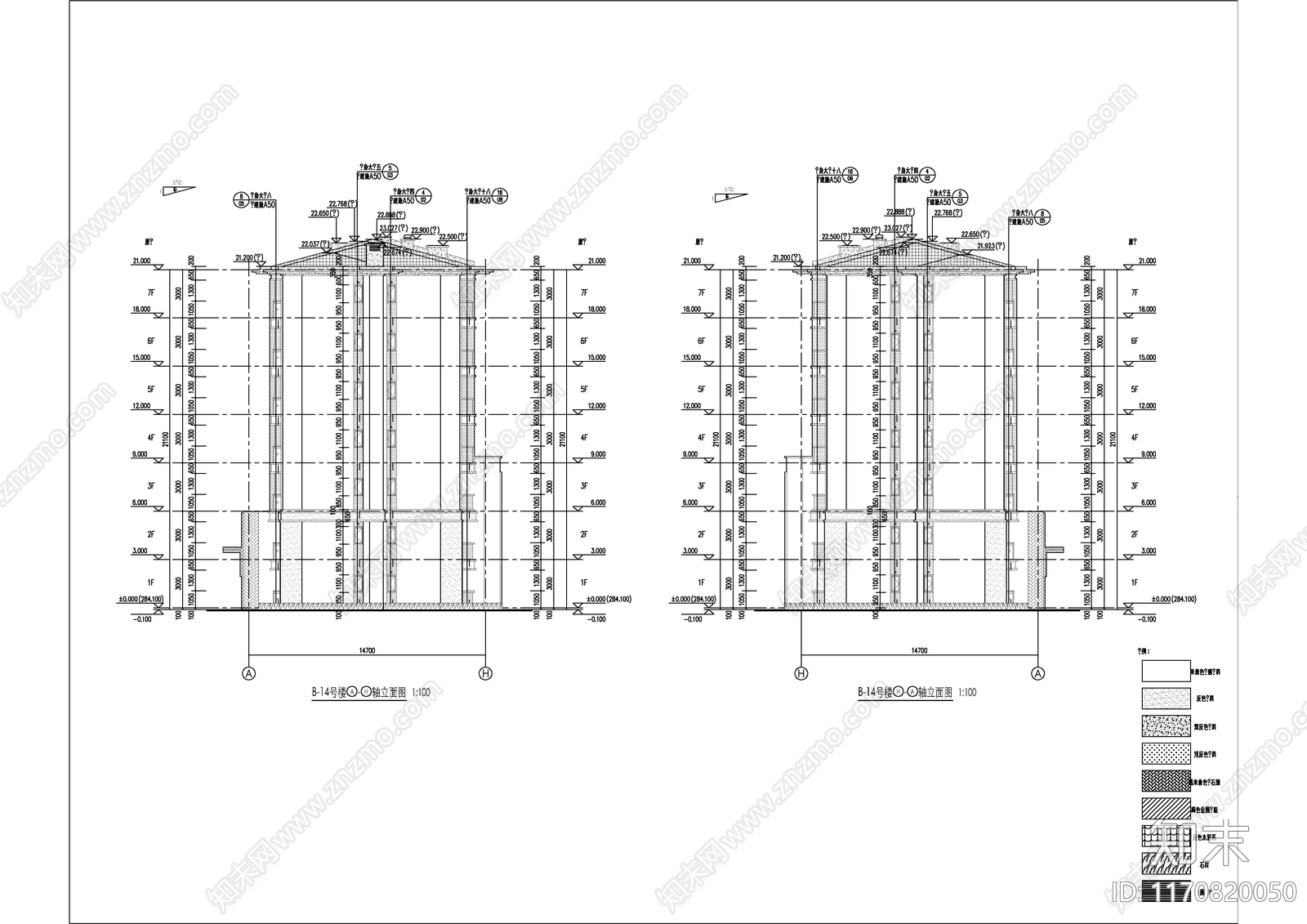 现代新中式住宅楼建筑cad施工图下载【ID:1170820050】