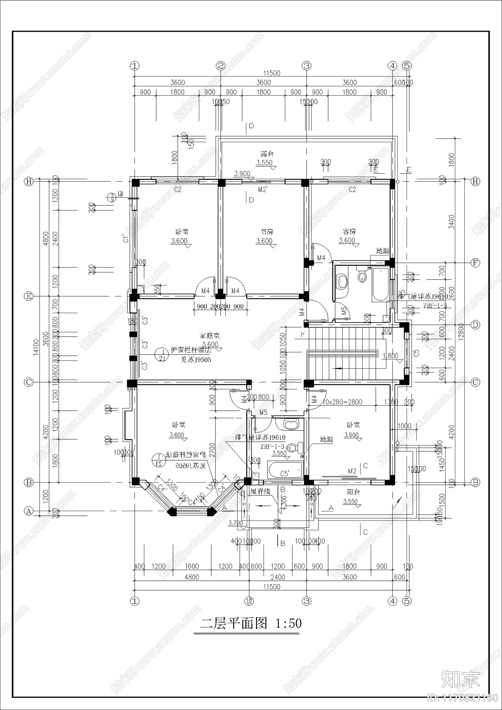 现代别墅建筑cad施工图下载【ID:1170821160】