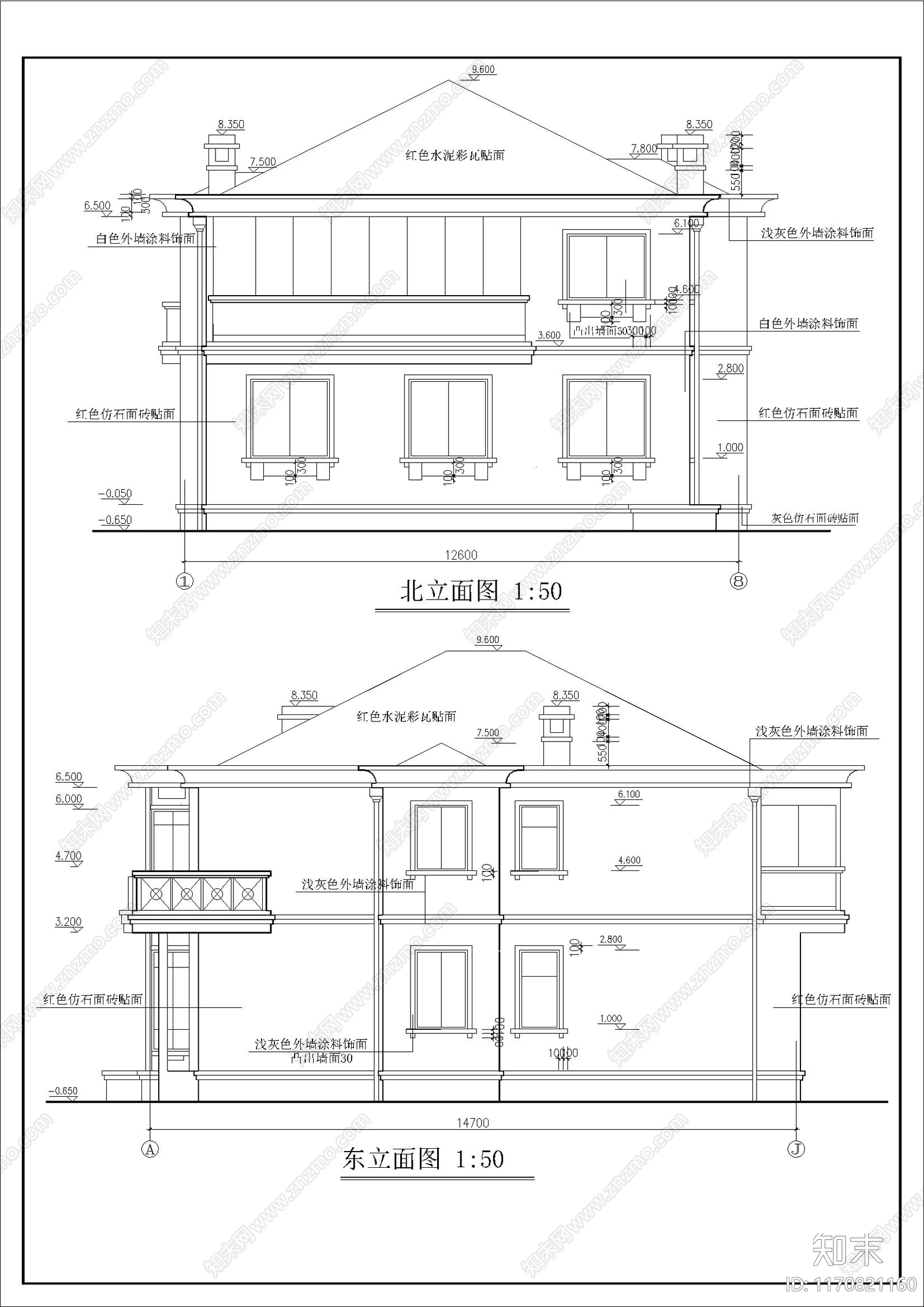 现代别墅建筑cad施工图下载【ID:1170821160】