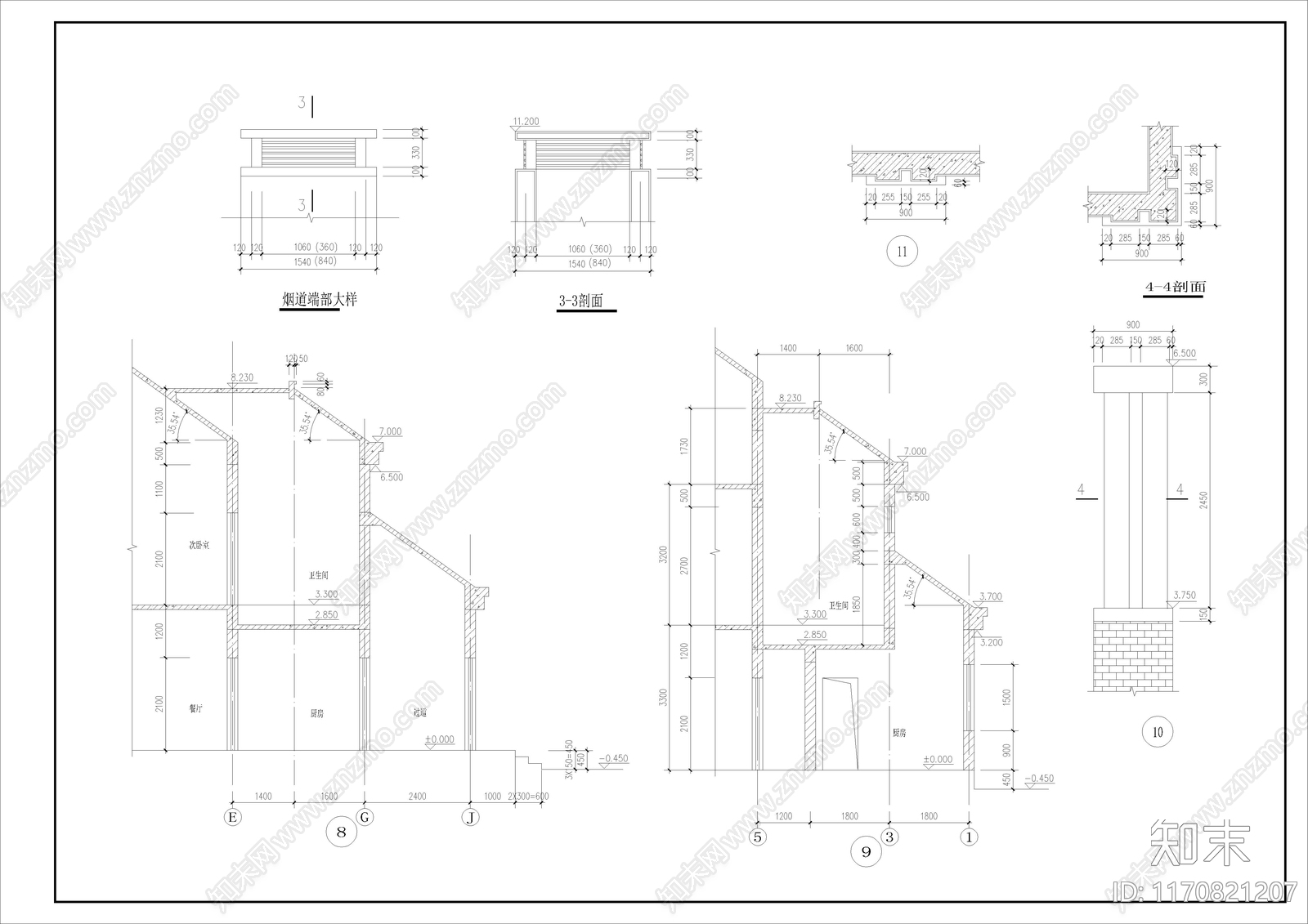 现代别墅建筑cad施工图下载【ID:1170821207】