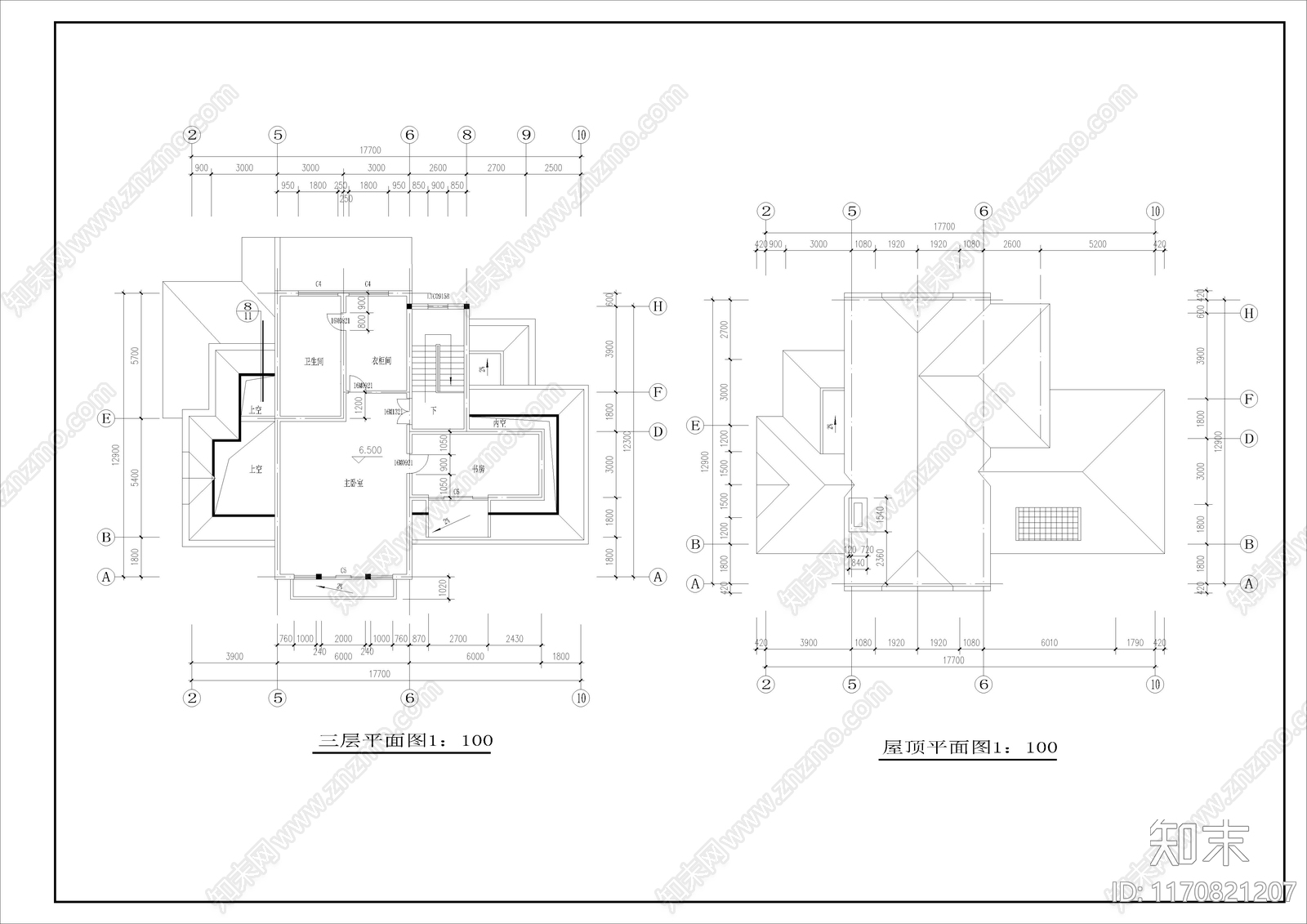 现代别墅建筑cad施工图下载【ID:1170821207】