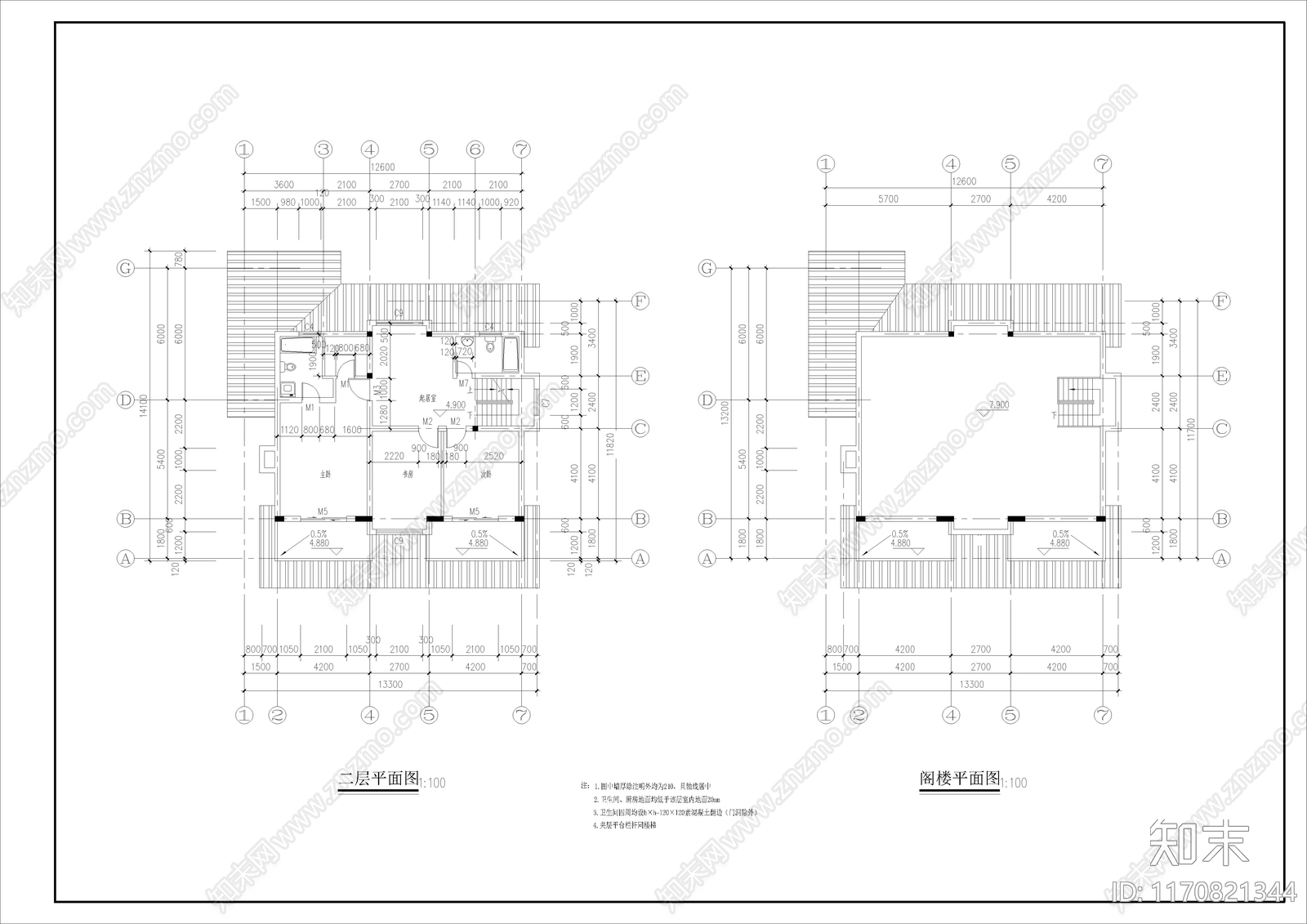 现代别墅建筑cad施工图下载【ID:1170821344】