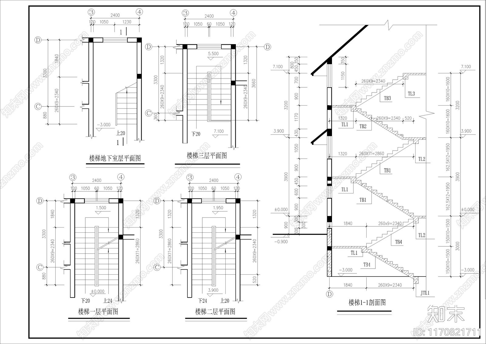 现代别墅建筑cad施工图下载【ID:1170821711】