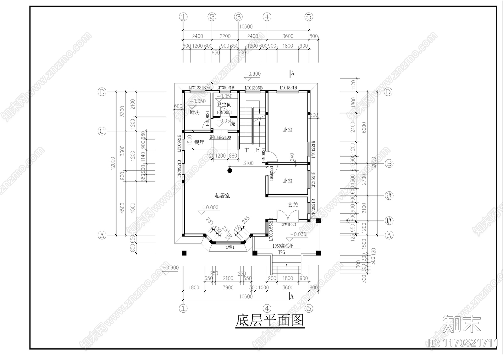 现代别墅建筑cad施工图下载【ID:1170821711】