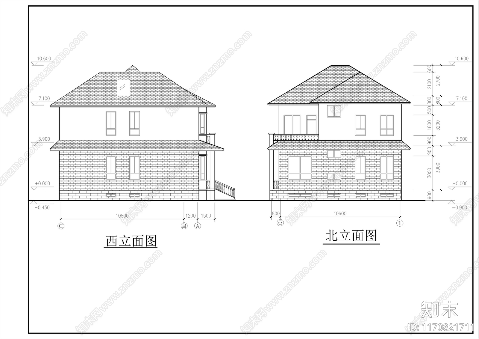 现代别墅建筑cad施工图下载【ID:1170821711】