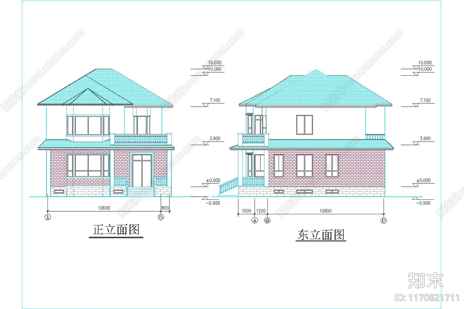 现代别墅建筑cad施工图下载【ID:1170821711】