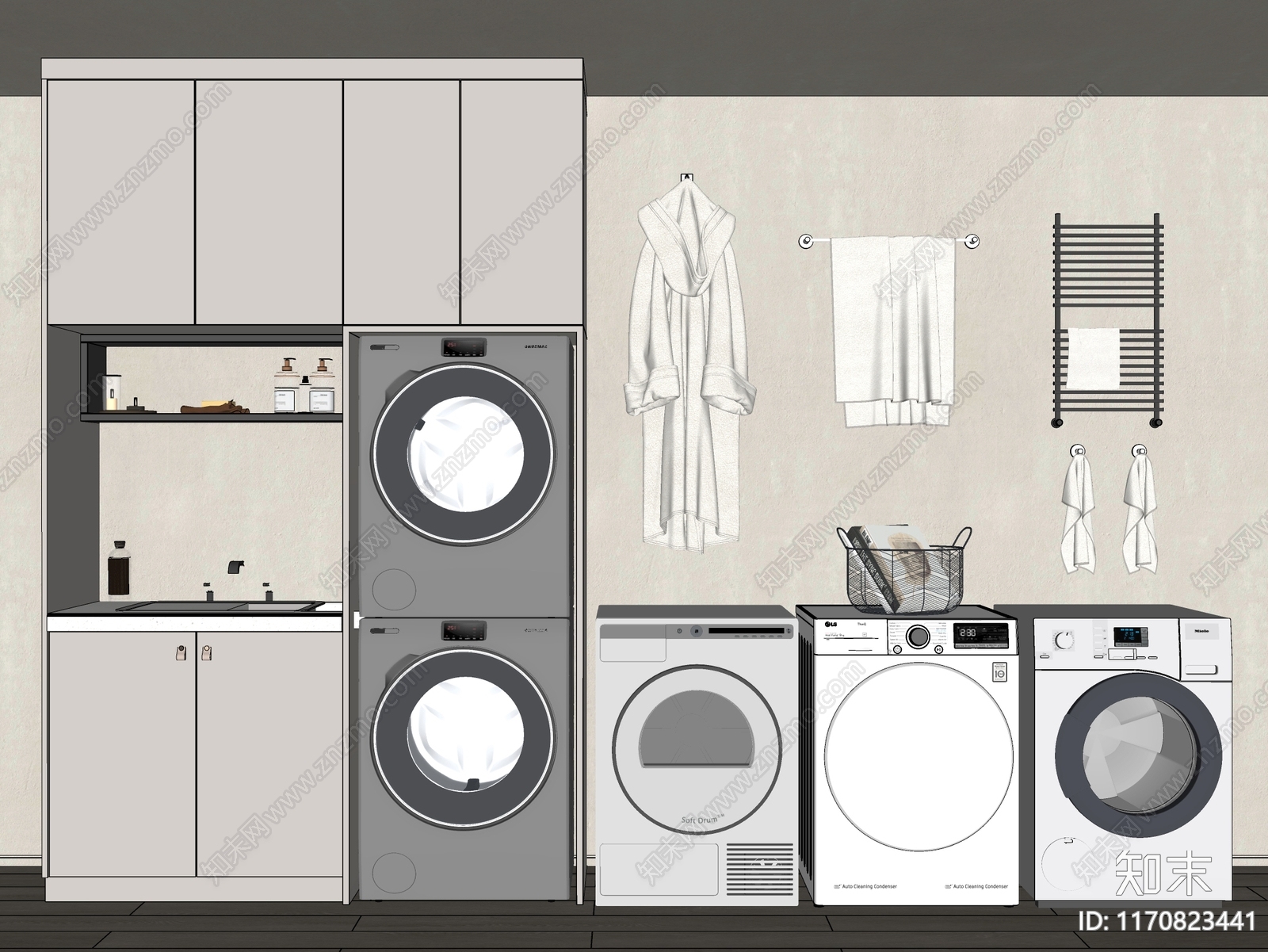 现代简约洗衣机柜SU模型下载【ID:1170823441】