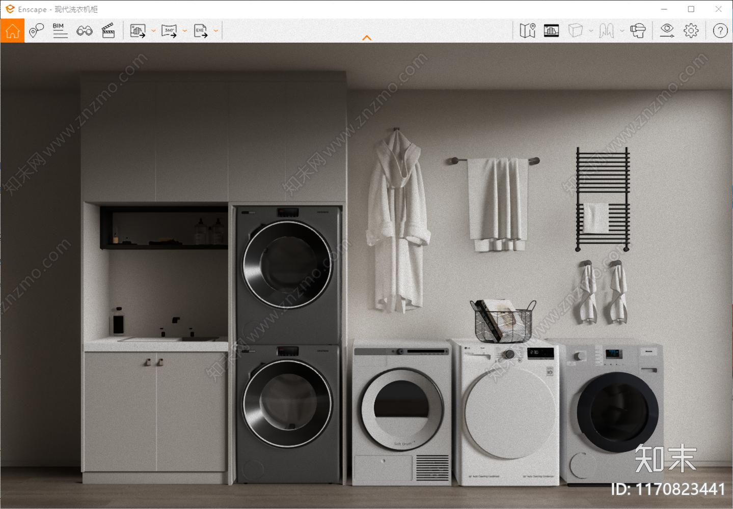现代简约洗衣机柜SU模型下载【ID:1170823441】