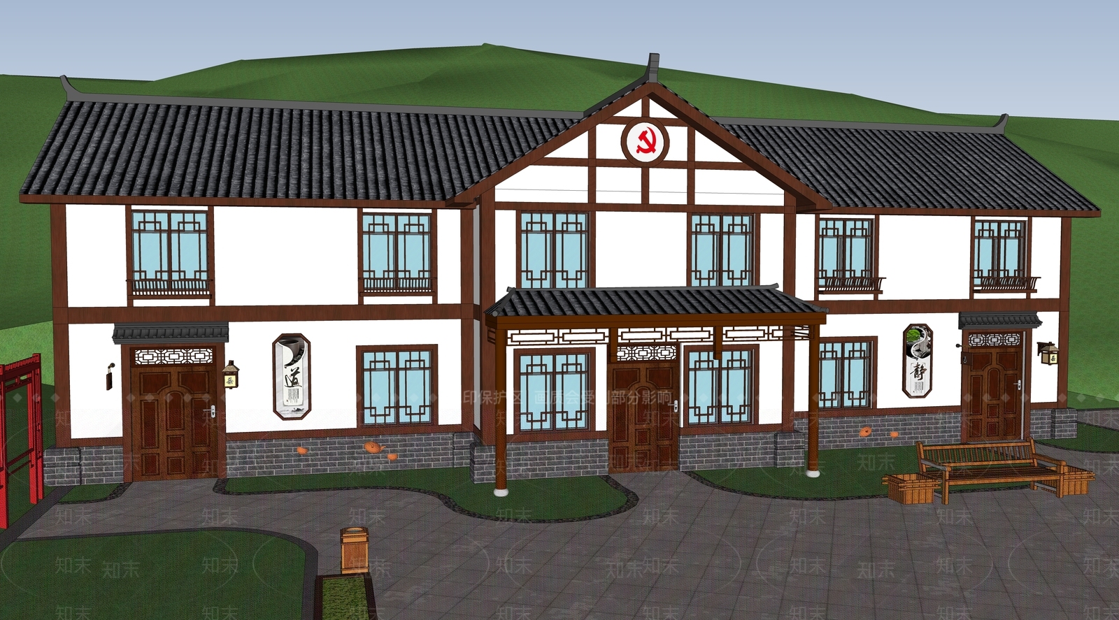 中式乡村民房SU模型下载【ID:1170823917】