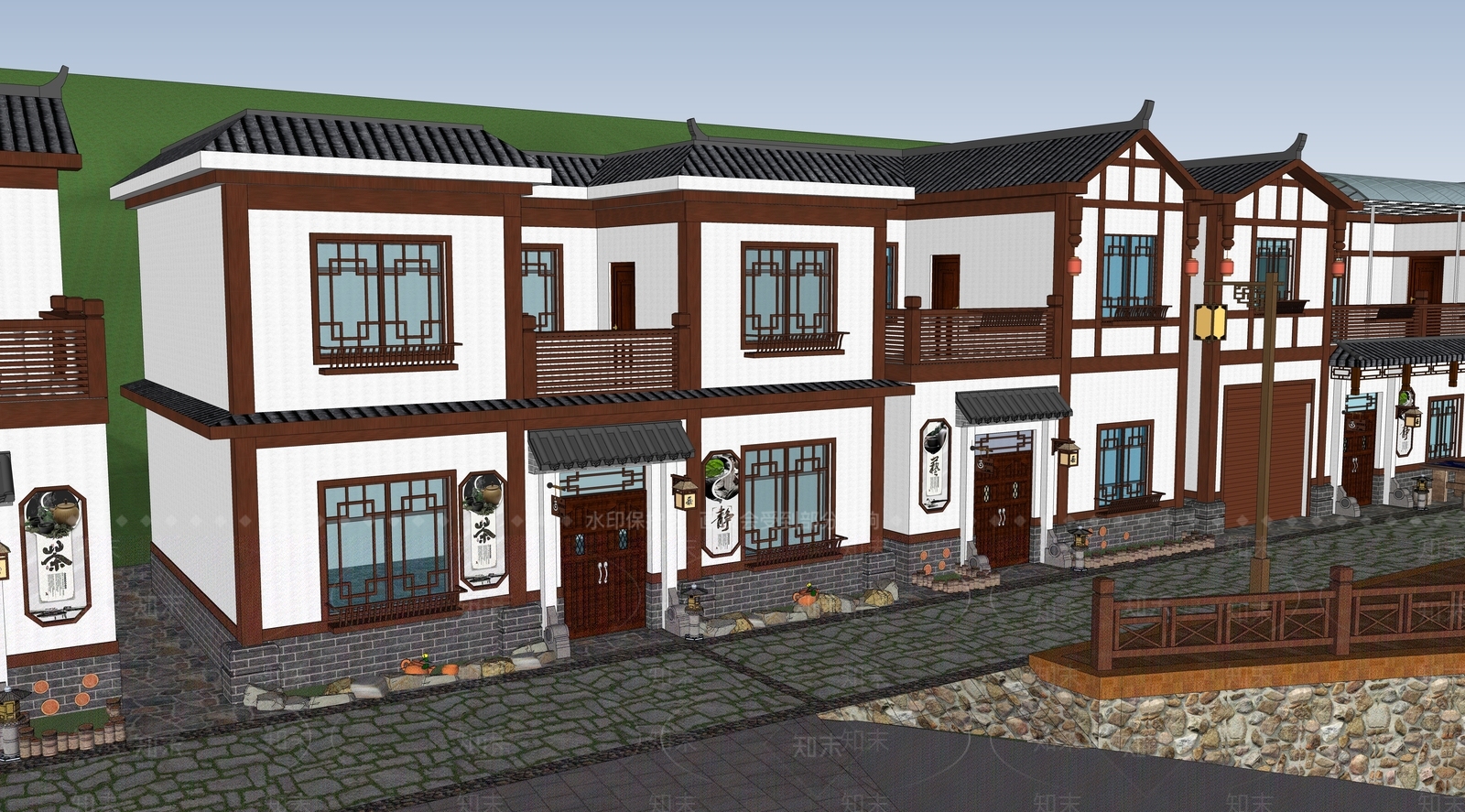 中式乡村民房SU模型下载【ID:1170823917】