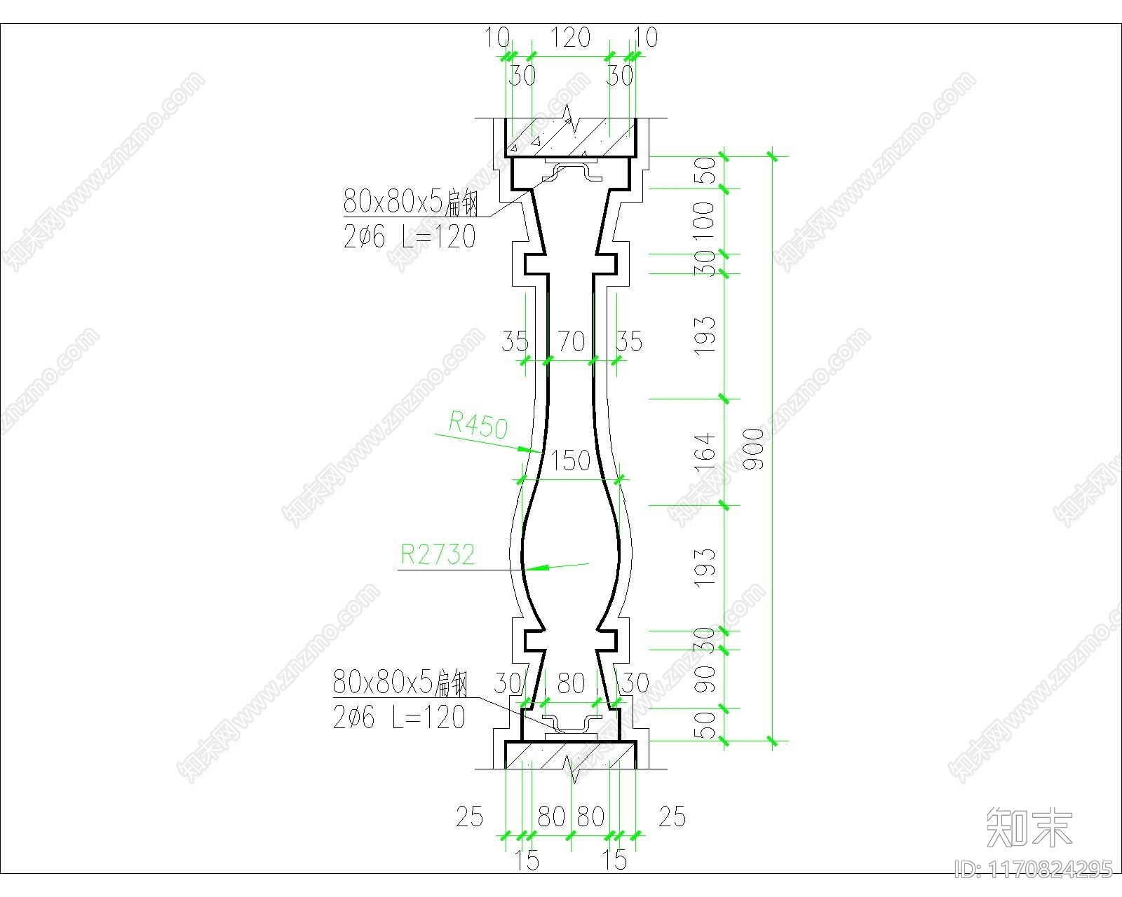 现代栏杆施工图下载【ID:1170824295】