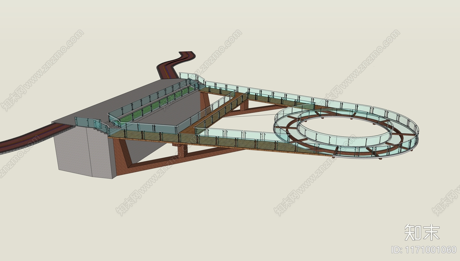 现代景观桥SU模型下载【ID:1171001060】