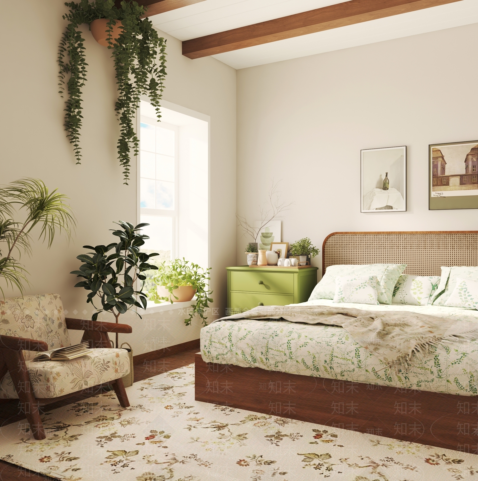 北欧原木家居卧室3D模型下载【ID:1170828761】