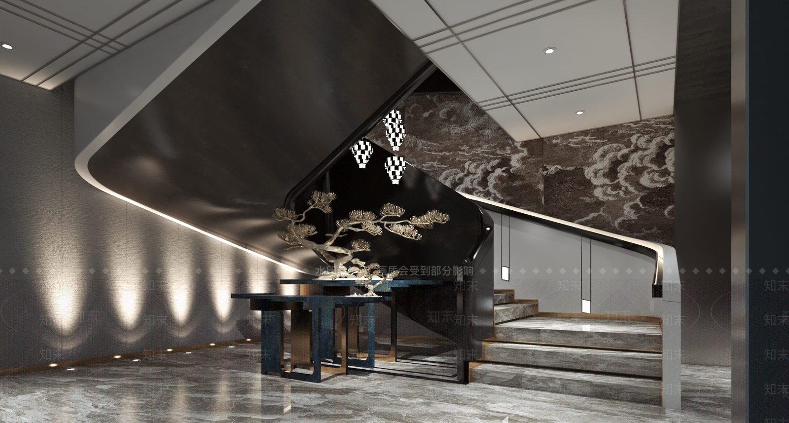 新中式中式楼梯间3D模型下载【ID:1170831092】