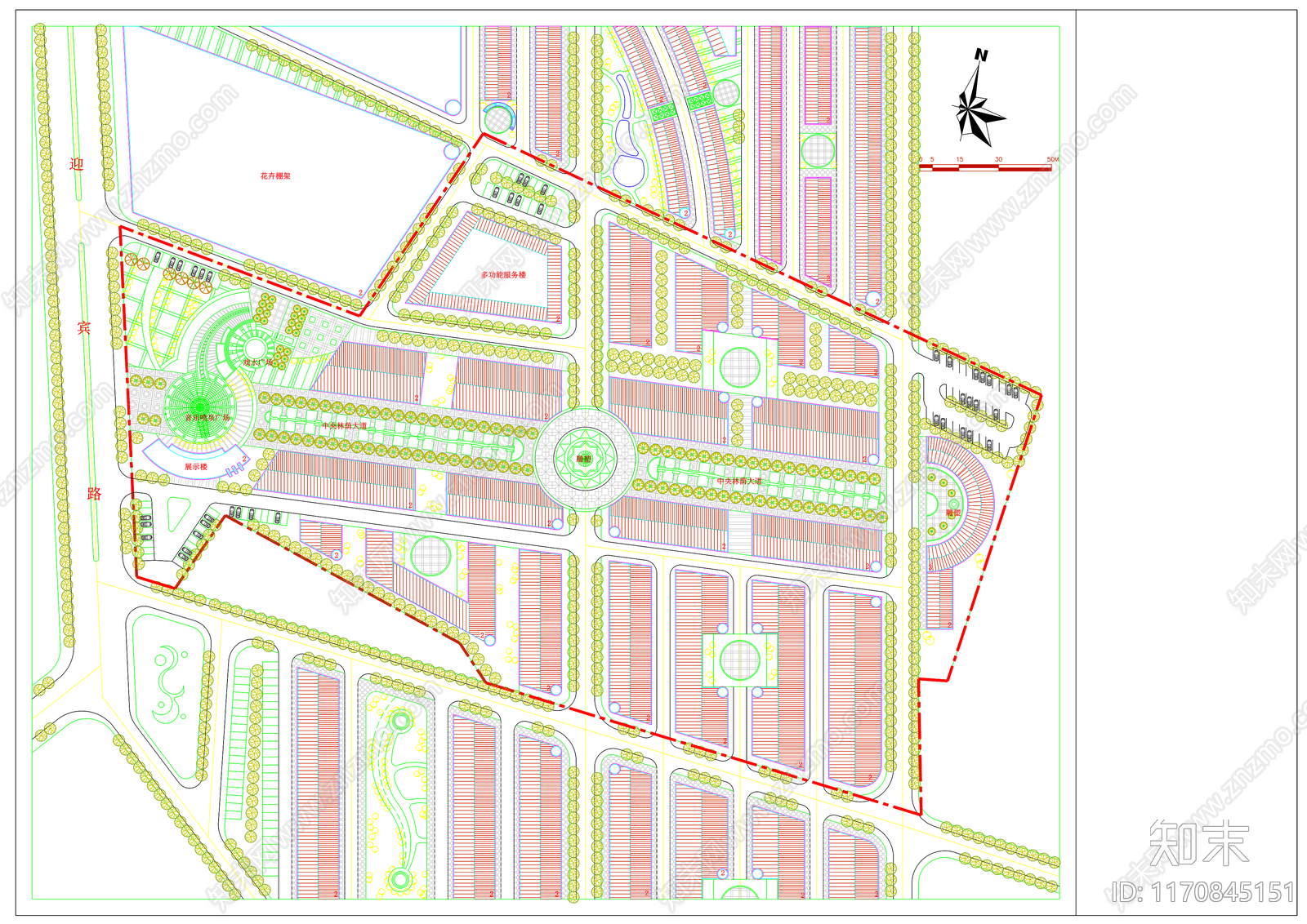 现代广场cad施工图下载【ID:1170845151】