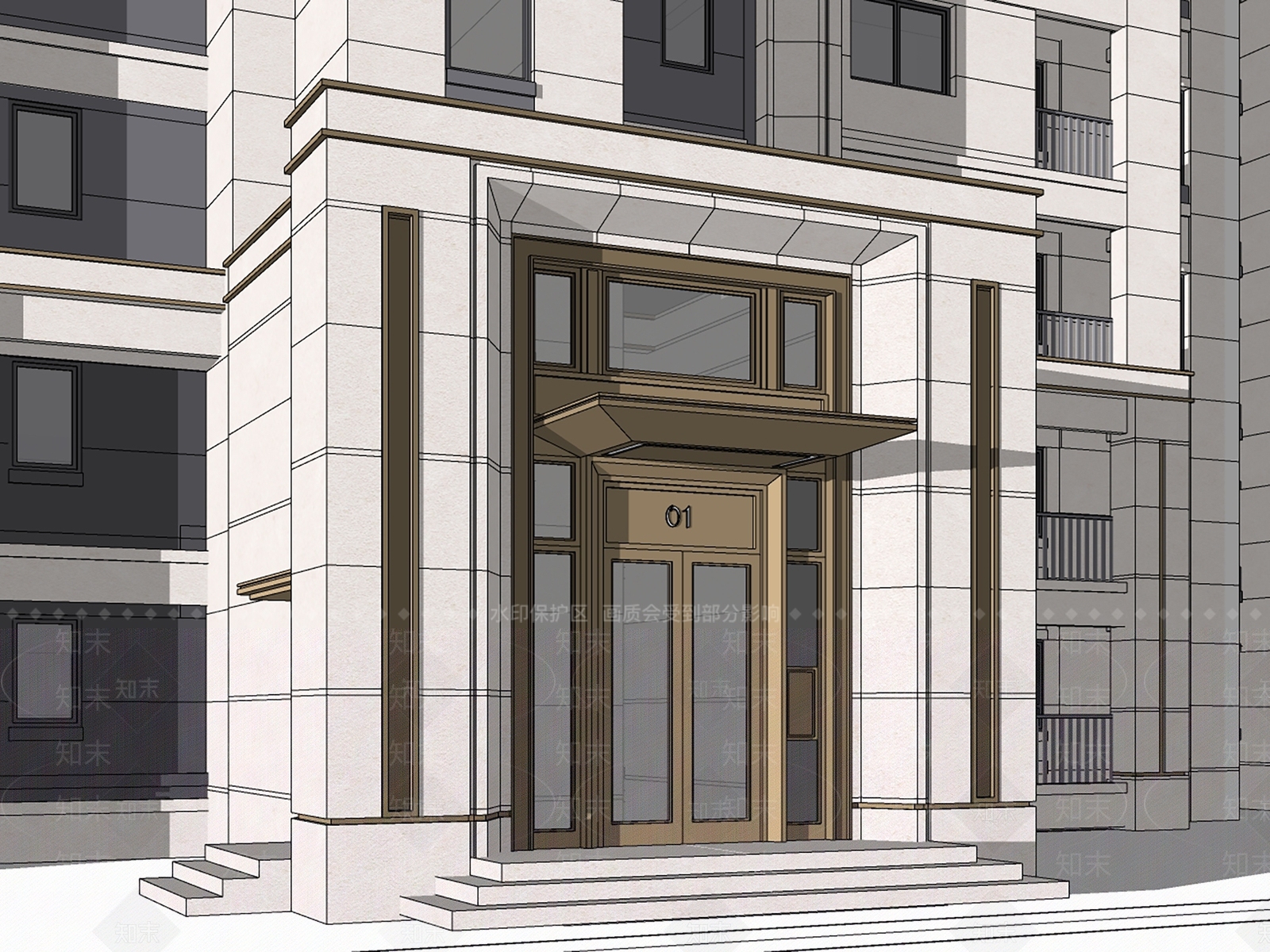 现代新中式多层住宅SU模型下载【ID:1170845537】