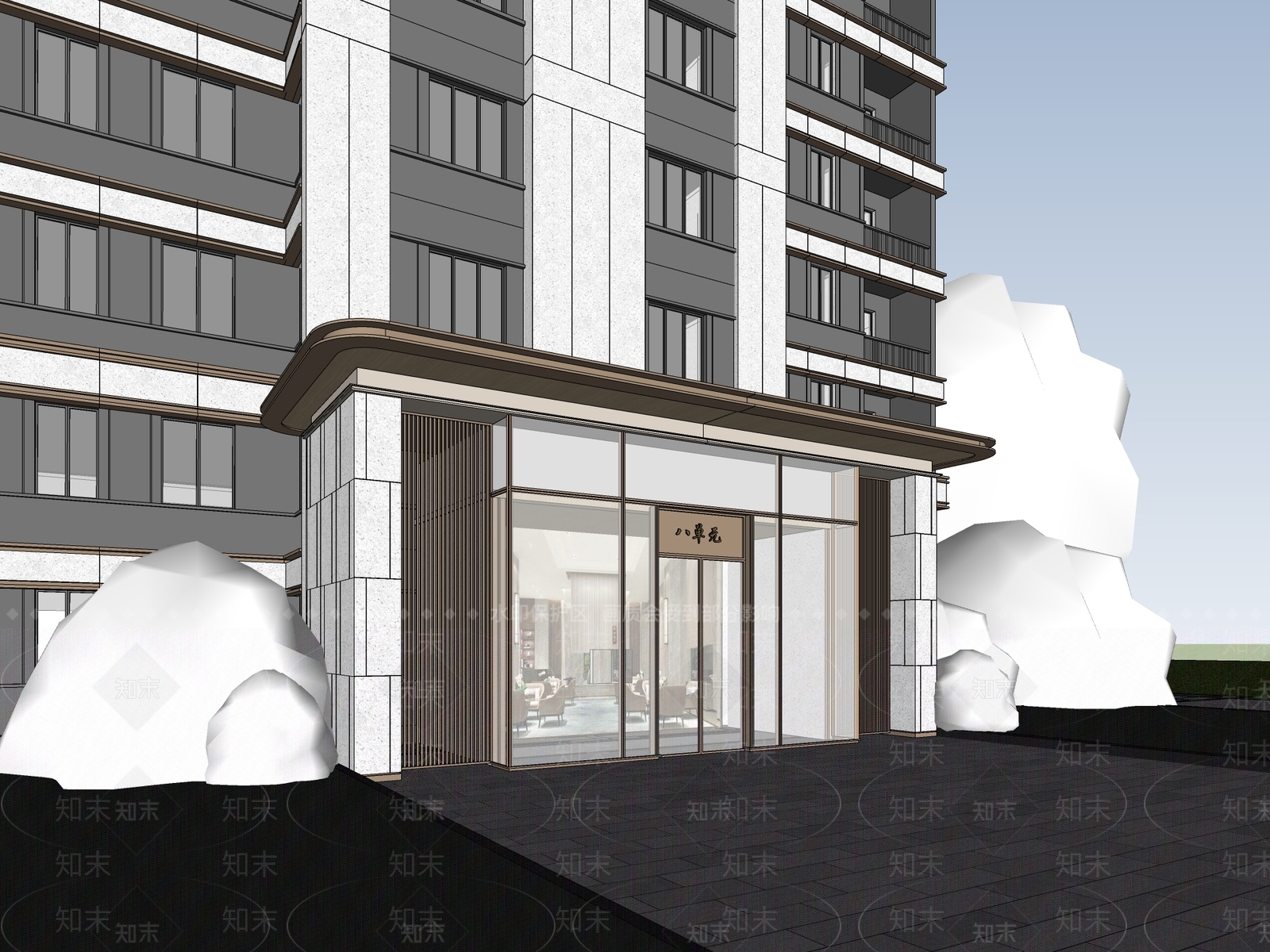 现代新中式多层住宅SU模型下载【ID:1170846102】