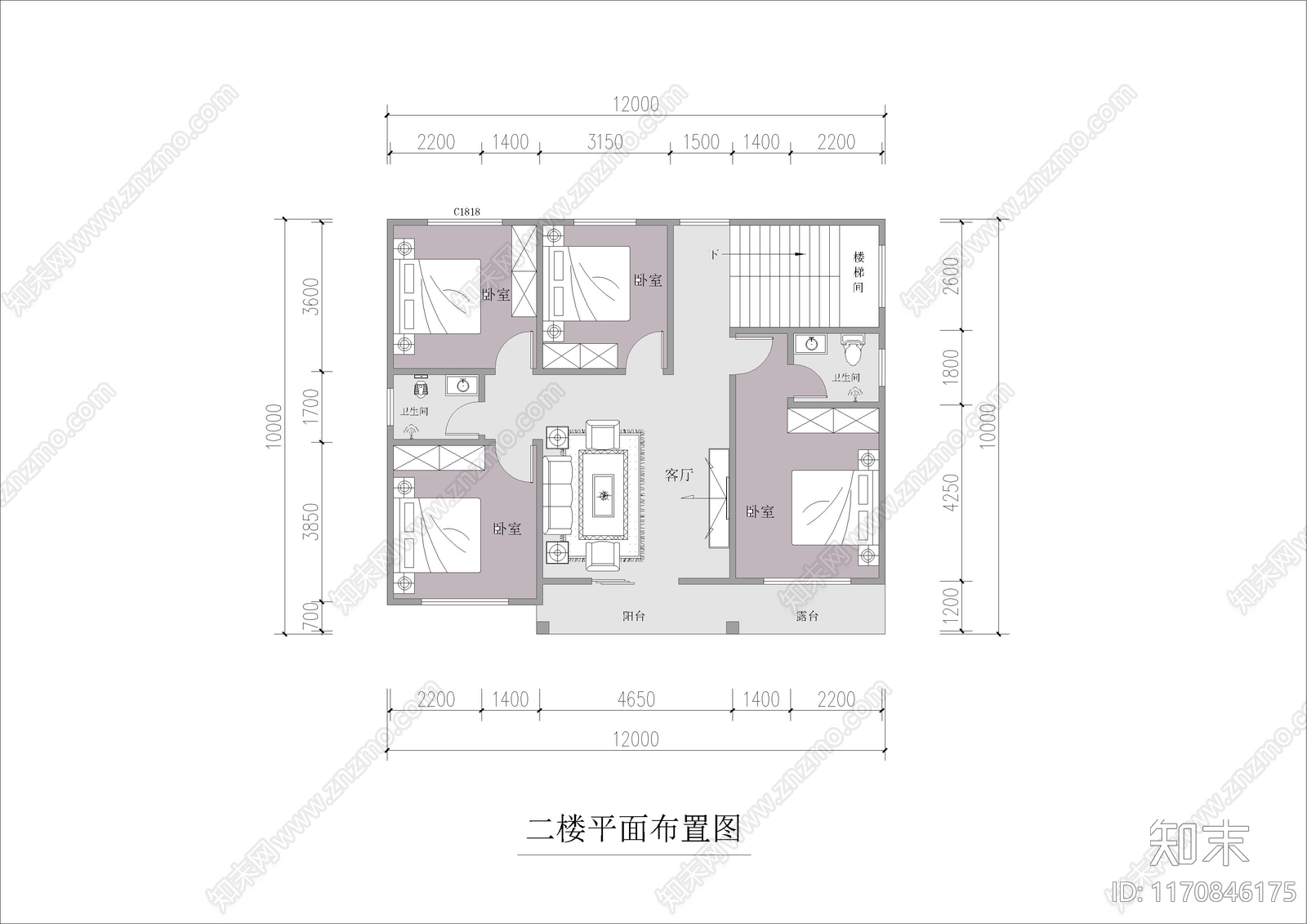 现代新中式别墅建筑cad施工图下载【ID:1170846175】