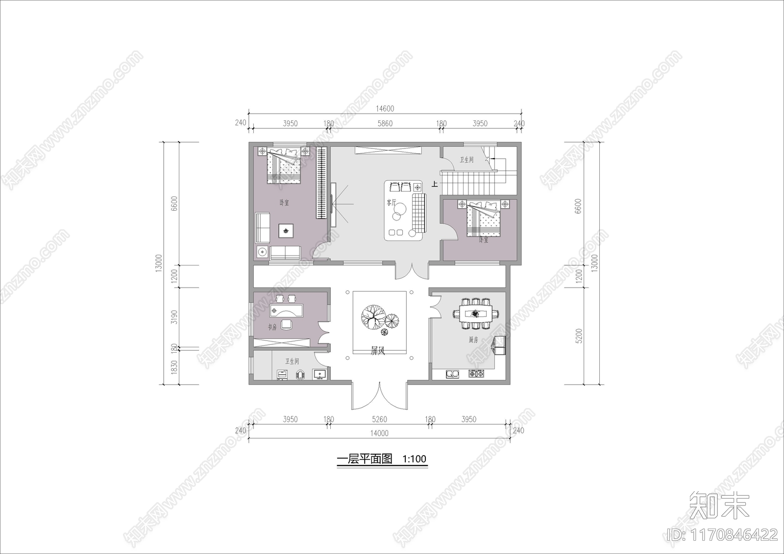 新中式中式别墅建筑cad施工图下载【ID:1170846422】