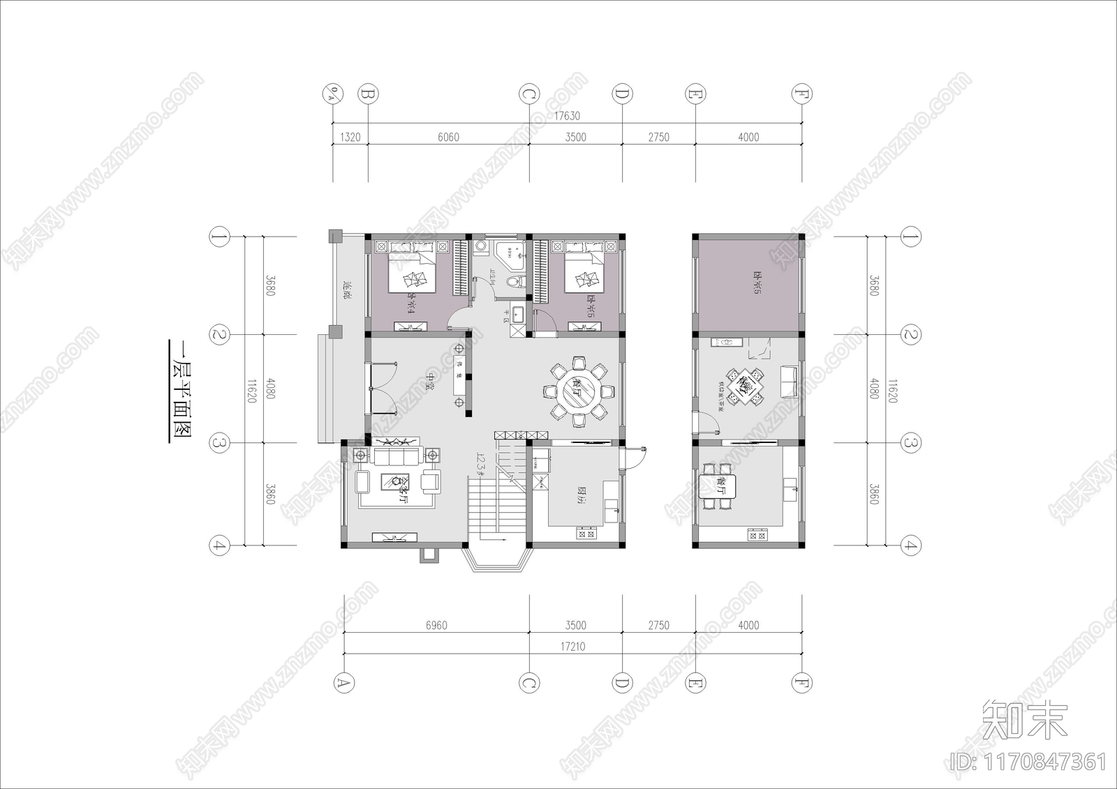 现代新中式别墅建筑cad施工图下载【ID:1170847361】