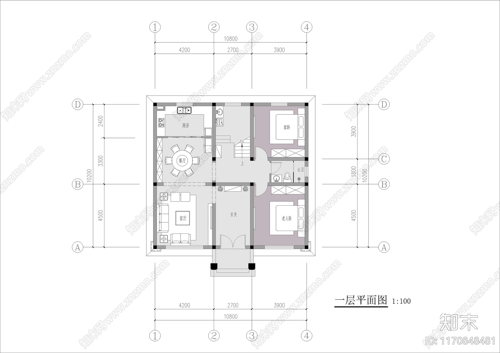 现代新中式别墅建筑cad施工图下载【ID:1170848481】