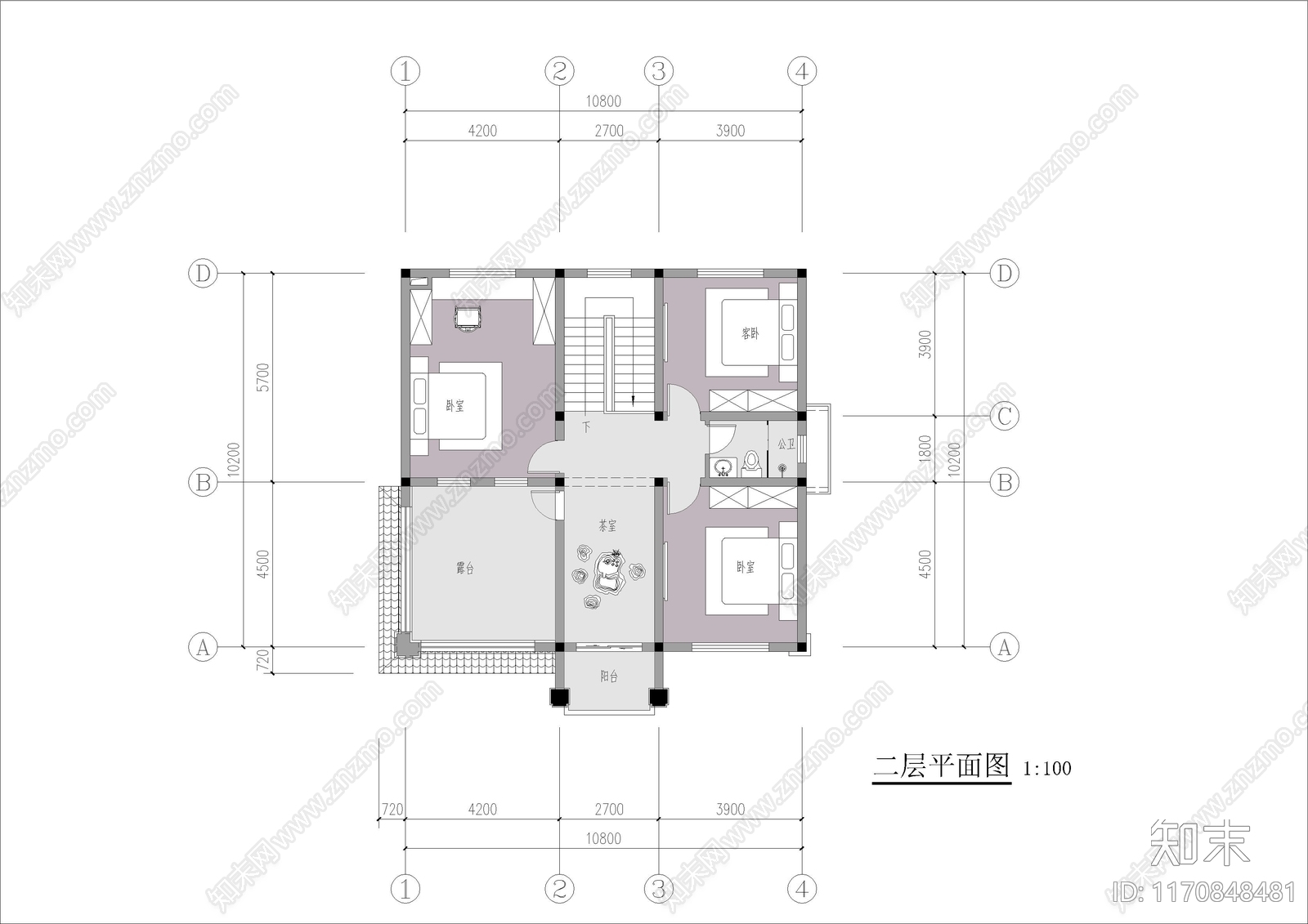 现代新中式别墅建筑cad施工图下载【ID:1170848481】